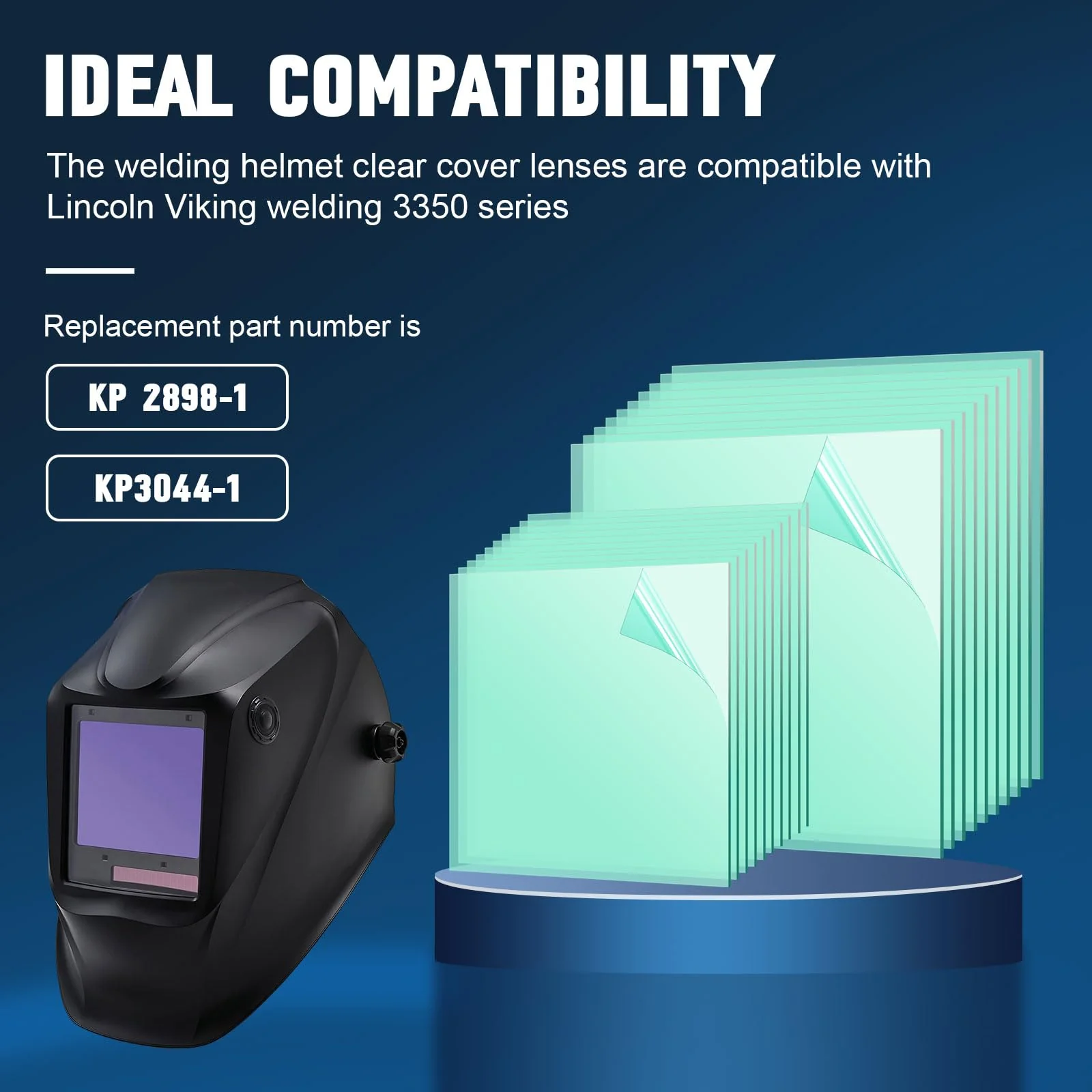 20Pcs 3350 Series Welding Helmet Cover Lens Fits for Lincoln Electric Viking, Inside Outside Helmet Hood Replacement Clear Cover Len 3.7" x 3.5" x .04", 4.5" x 5.25" x .04" - Image 2