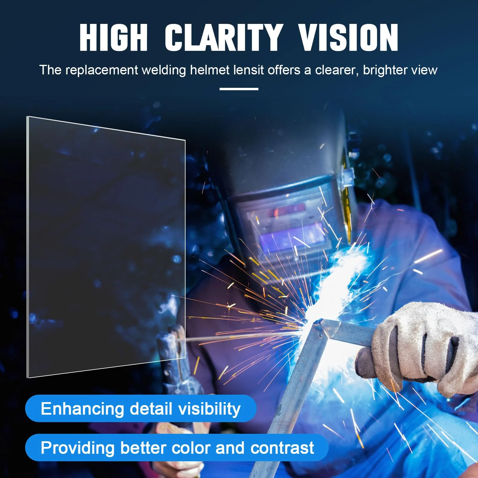 20Pcs 3350 Series Welding Helmet Cover Lens Fits for Lincoln Electric Viking, Inside Outside Helmet Hood Replacement Clear Cover Len 3.7" x 3.5" x .04", 4.5" x 5.25" x .04" - Image 5