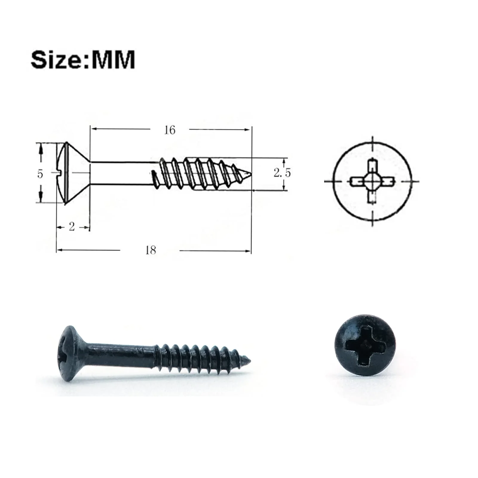 20PCS Guitar Humbucker Pickup Ring Mounting Screws Pickup Frame Surround Screws for Les Paul SG (Black) Black - Image 5