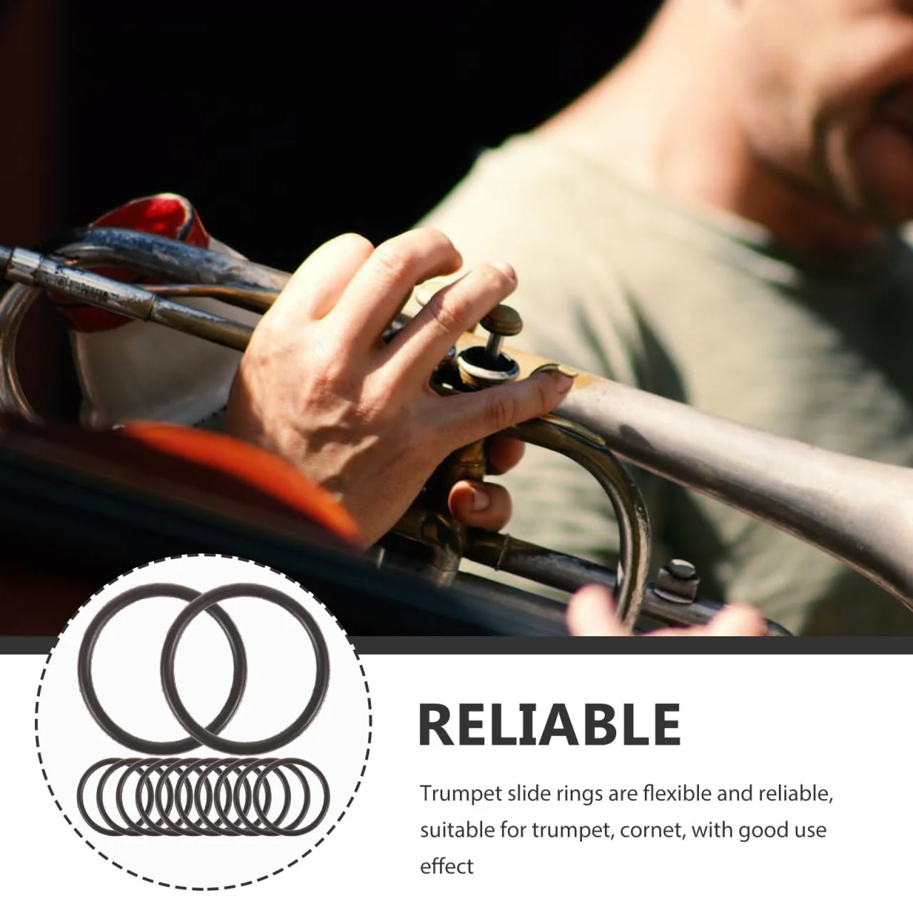 20pcs Small Rubber Aprons Trumpet Replacement Rings Rubber Stop Rings Bumper Stopper O-Rings Trumpet Instrument Rings Trumpet Slide Bumper Trumpet - Image 6