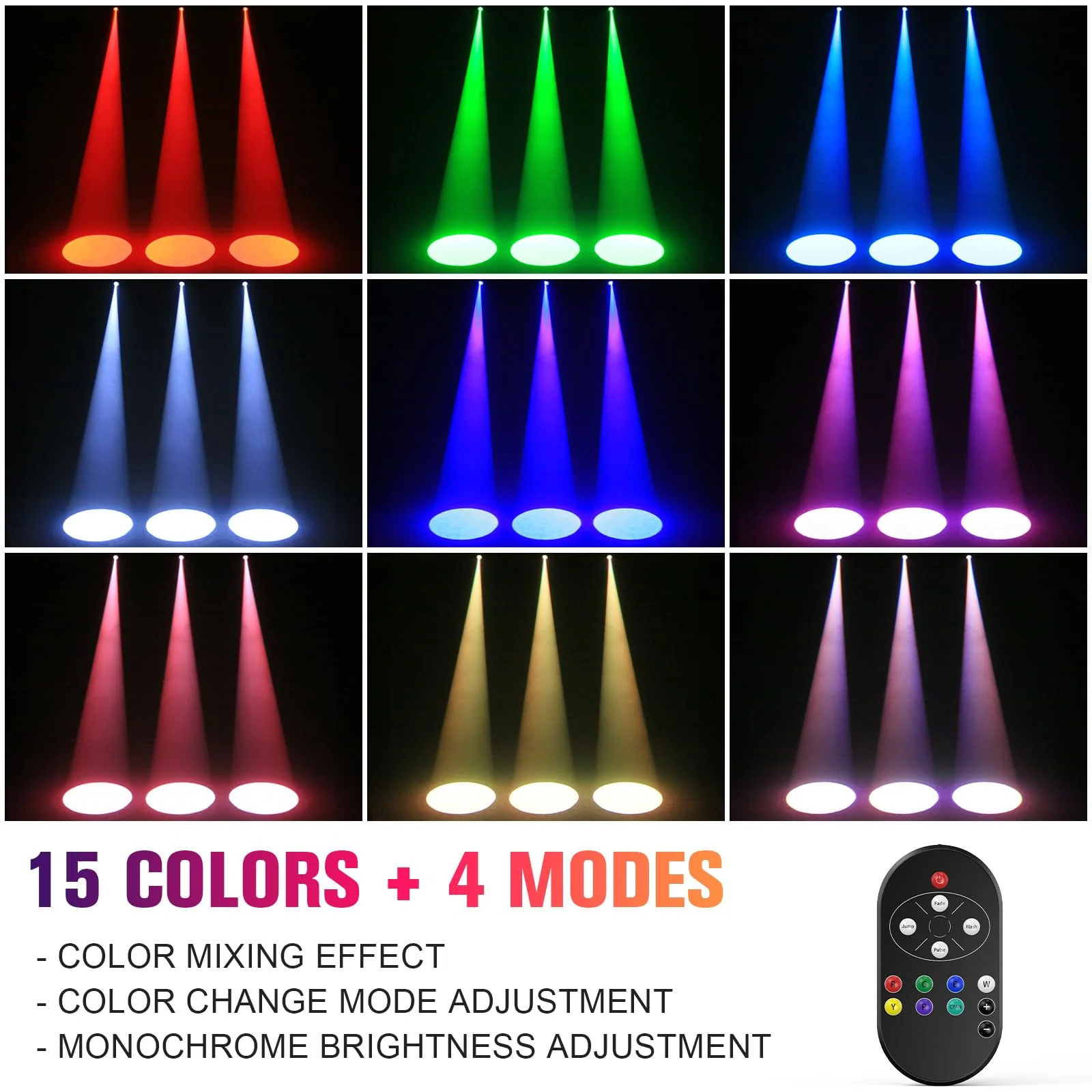 20W Pinspot Light with Remote,RGBWYP+Cyan LED Beam Spot Lights,Ultra Bright Mirror Disco Ball Spotlight Stage Light for DJ Disco Party Bar Club Show Wedding Children's Theater Black 1 Pack - Image 2