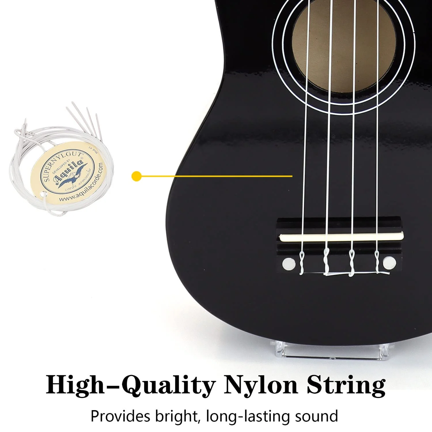 21 inch Soprano Ukulele Basswood Acoustic Mini Guitar for Beginner Starter with Case Strap Tuner Picks Strings Primary Tutorial Black - Image 4