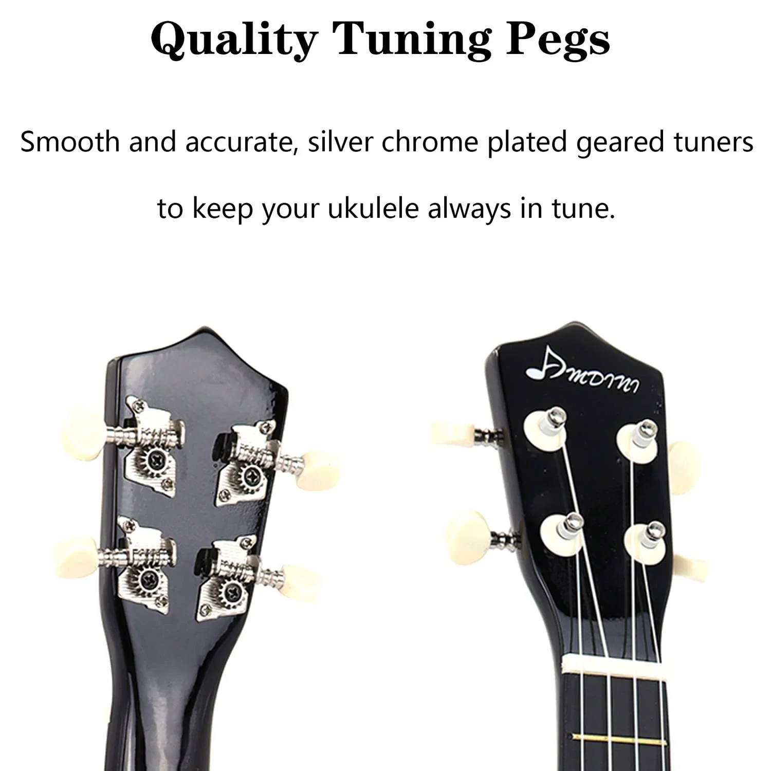21 inch Soprano Ukulele Basswood Acoustic Mini Guitar for Beginner Starter with Case Strap Tuner Picks Strings Primary Tutorial Black - Image 8