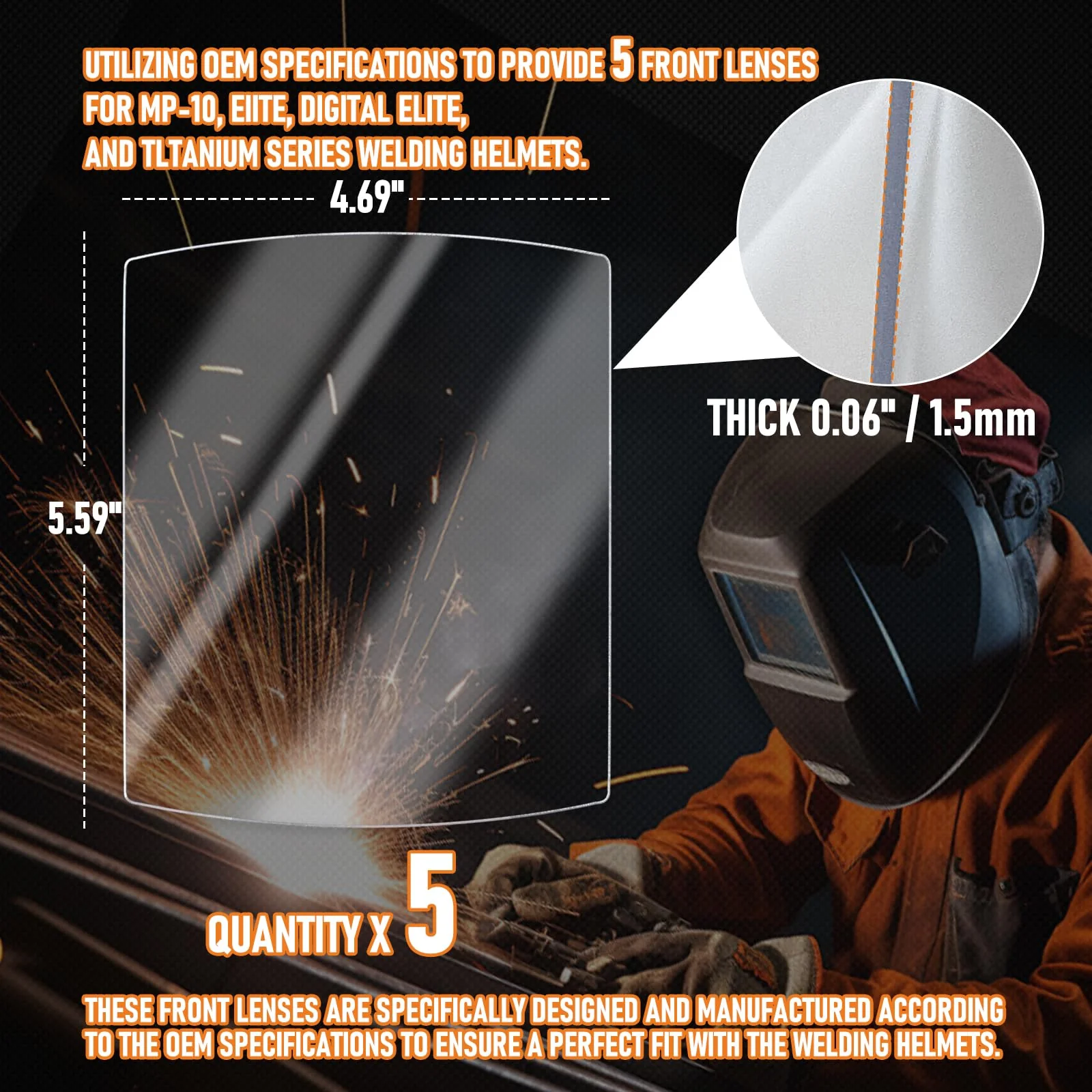 216326 Front Cover Lens - Welding Helmet Lens Replacement - Ultra-Clear Scratch Resistant Welding Lens for MP-10 and Digital Elite Helmets 5 - Image 3