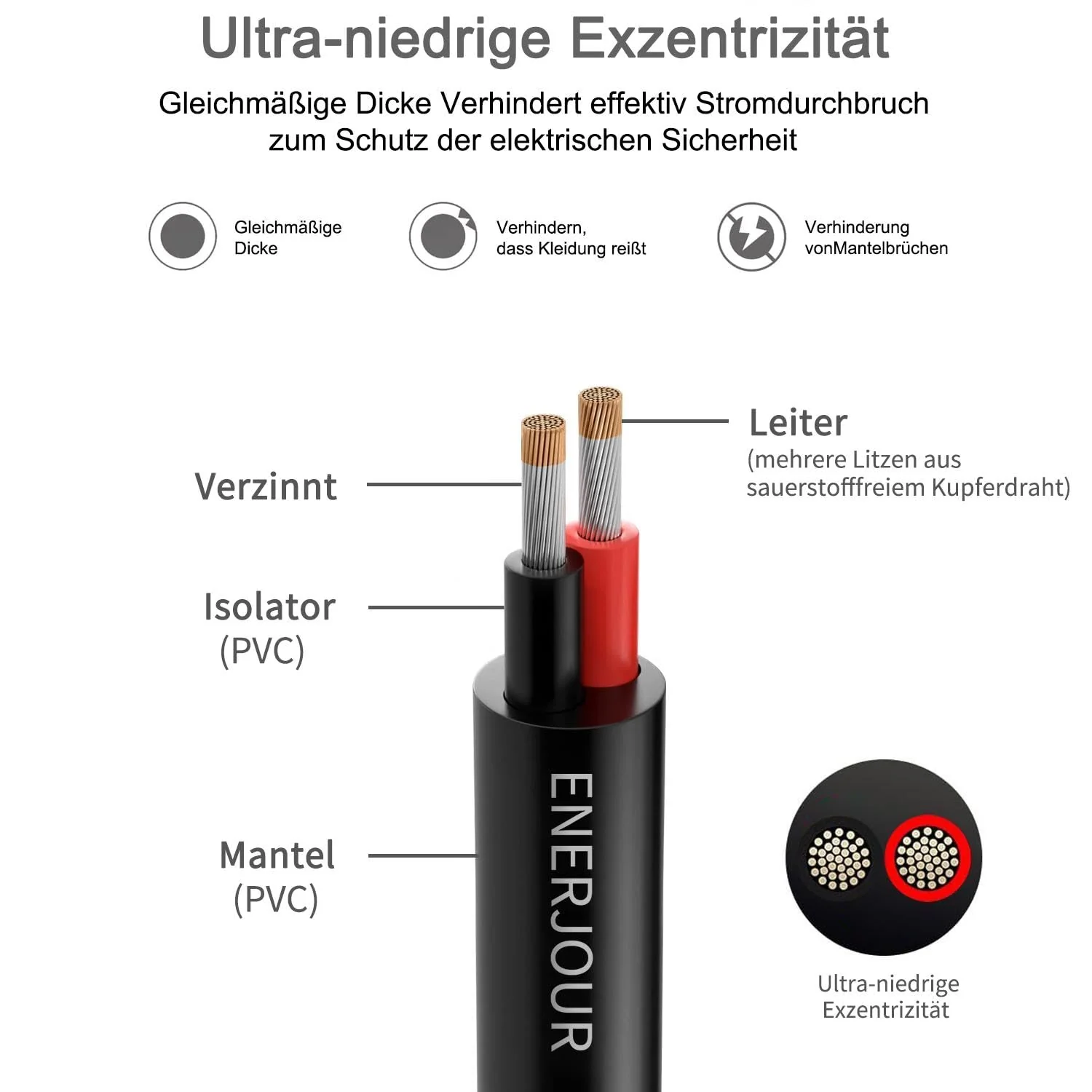 22 AWG 2 x 0.3 mm² 2 Core Cable 7.62 Metres, 2 Core Wire Made of Tinned Copper, PVC 22AWG 2 Core for DC 5V/12V/24V, LED Lighting, Extension Cable, Car etc., CE Certification 7,62 Meter 22AWG-2C (2 x 0.3 mm²) - Image 2