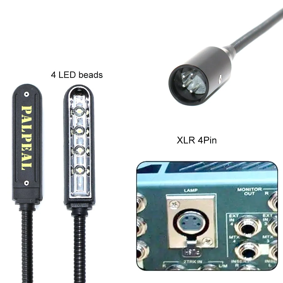 22 inch LED Mixer gooseneck lamp for Light Control Equipment,DJ Mixer gooseneck Light for Yamaha BEHRINGER, Flexible gooseneck,XLR 4 Pin Port (Straight Plug) 22 Inch Straight Plug Light - Image 4