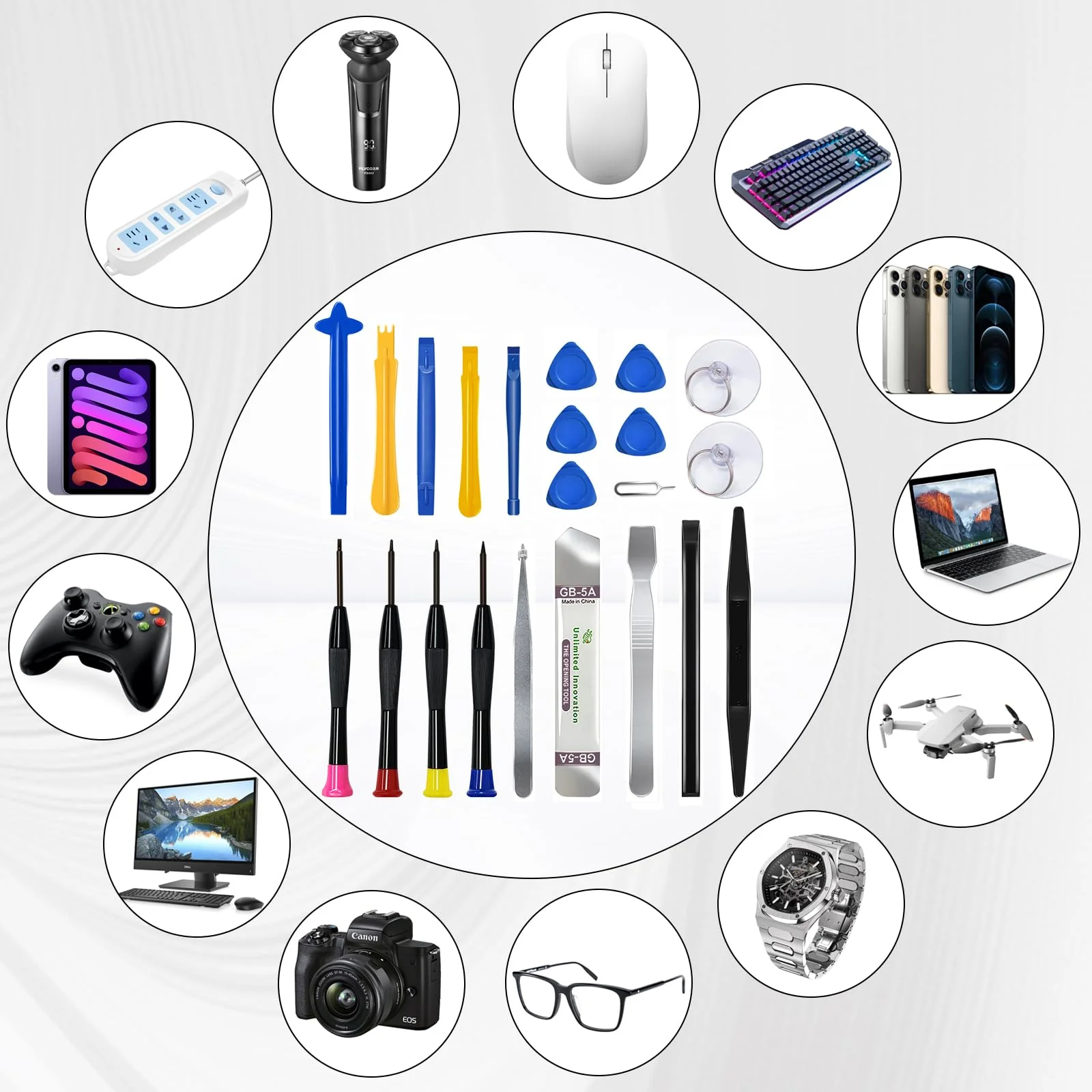 22 Piece Professional Electronics Opening Pry Screwdriver Set Multiple Functions Tool Repair Kit, for Cellphone iPhone Laptops Tablets Pry Open Replace Screen Battery and More - Image 7