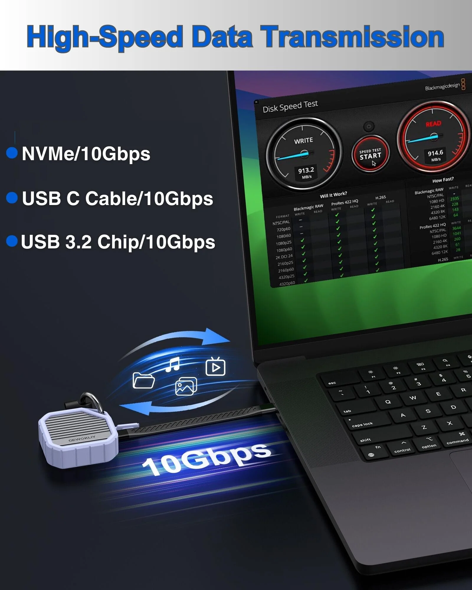 2230 SSD Enclosure, M.2 NVMe SSD Enclosure, 10Gbps USB-C 3.1, Supports M.2 M Key & B+M Key Size 2230mm External SSD Drive Enclosure E13 - Image 3