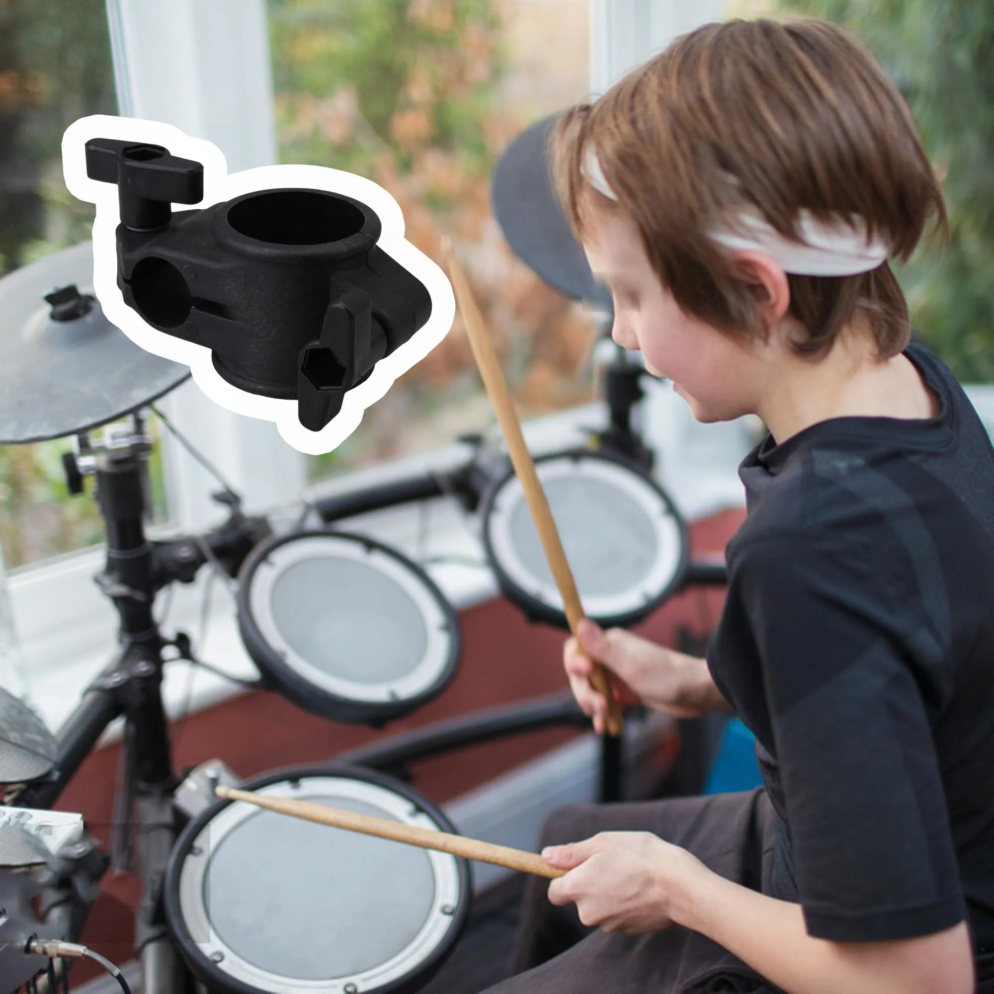 22mm Electronic Drums T Clamp Clip Bracket Kit Tubing Rack Mount Black Replacement for Roland CR-22 - Image 2