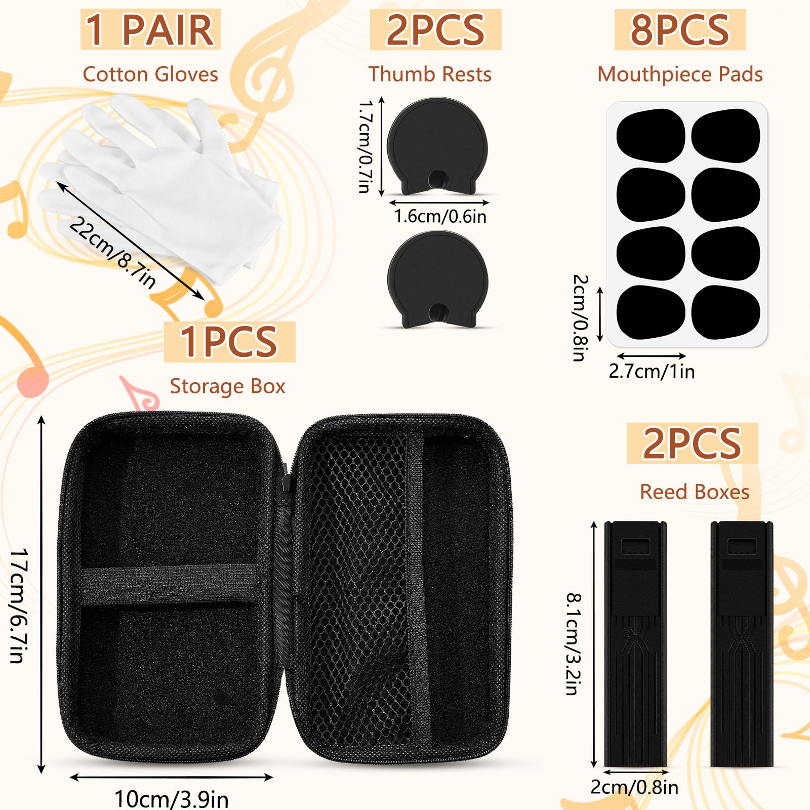 23 Pcs Clarinet Cleaning Kit Clarinet Accessories All in One Clarinet Cleaner Kit with Maintenance Kit Clarinet Swab Clarinet Reeds Cork Grease Thumb Rest for Clarinet Wind Instrument (Yellow) Yellow - Image 3
