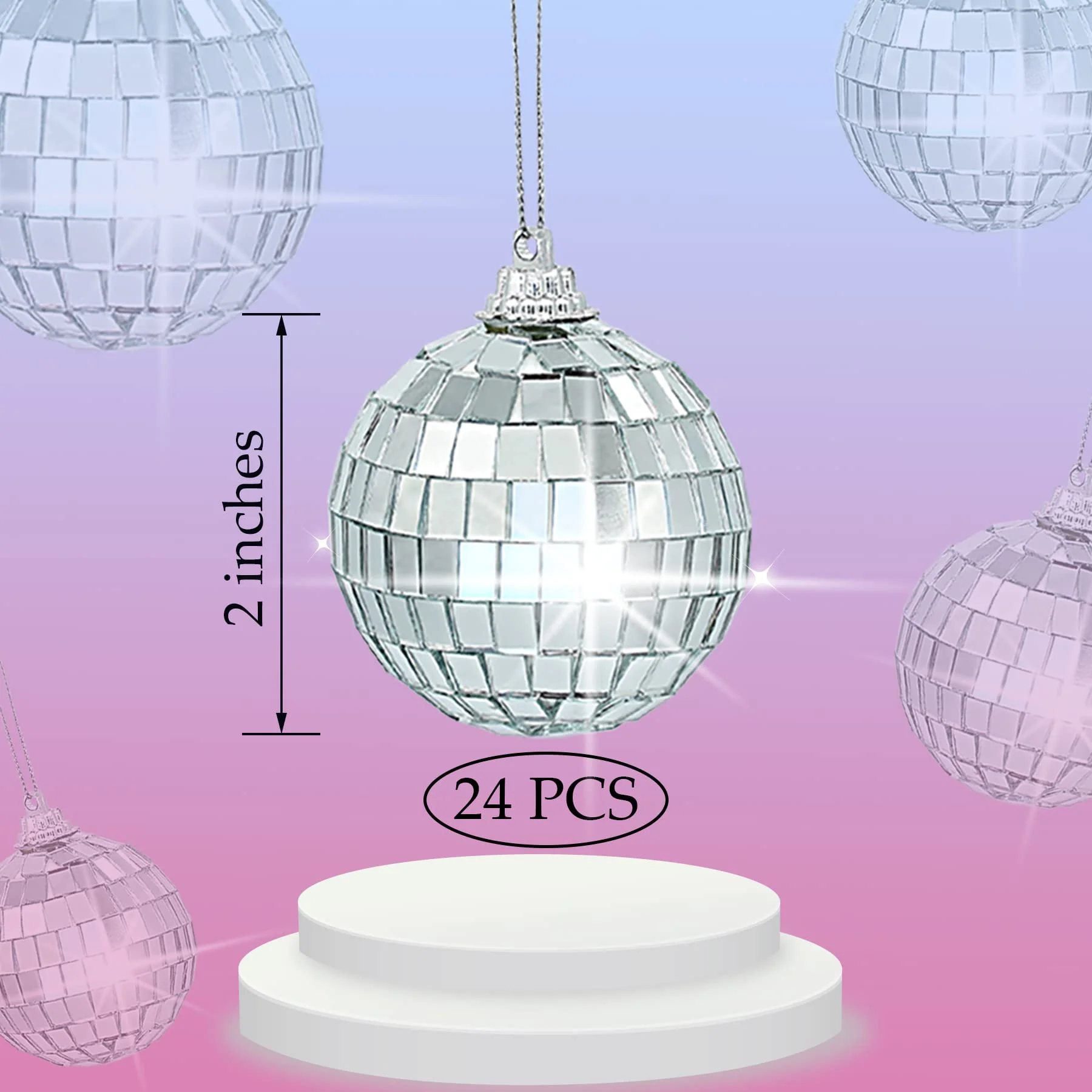 24 Pcs 2 Inches Disco Ball Ornaments Silver Mirror Balls for Christmas Tree Wedding Party Decoration 24 - Image 2