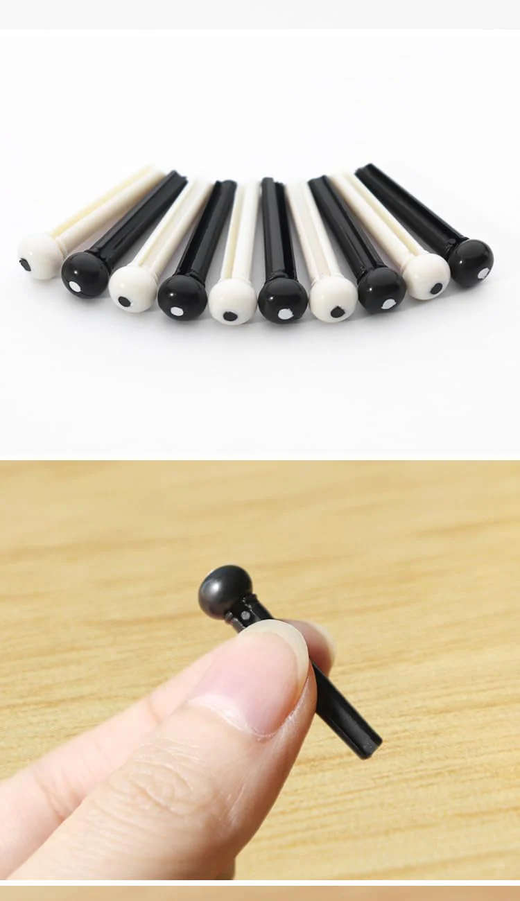 24 Pcs Acoustic Guitar Bridge Pins Guitar Saddle Nut 6 Strings Nail Pegs Fixed Cone acoustic Guitar Pegs Replacement Parts Tool ，Ivory & Black - Image 3