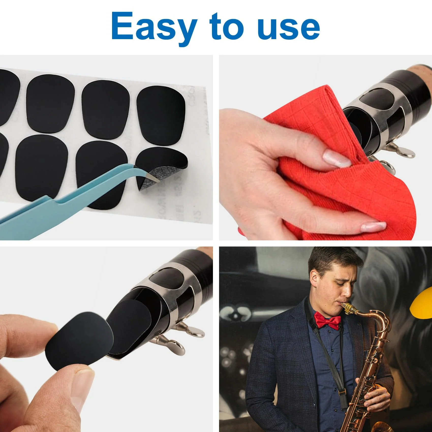 24 Pcs Saxophone Mouthpiece Pads 0.8 mm Alto Saxophone Mouthpiece Pads Sticky Mouthpiece Patches For Saxophone And Clarinet Beginners 24 - Image 6