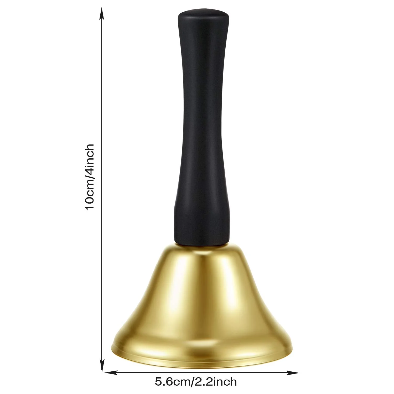 24 Pieces Hand Bells Silver Steel Service Handbells Black Wooden Handle Diatonic Metal Bells Musical Percussion (Gold) Gold - Image 3