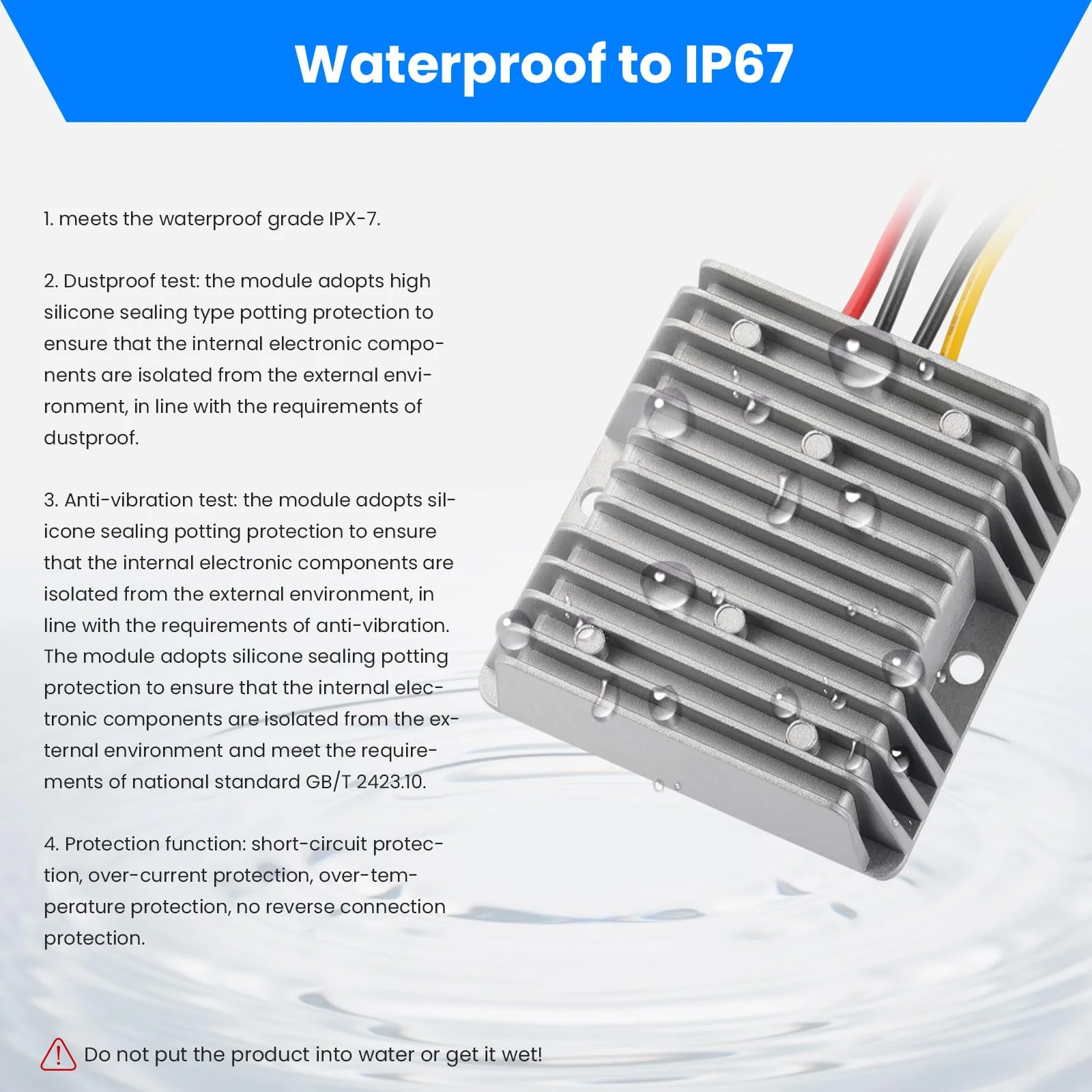 240W DC-DC Boost Converter, 12V/24V to 48V 5A Boost Transformer - Waterproof IP67,Suitable for Golf Carts, Solar Panels, Electric Scooters, Overload/Short Circuit Protection Grey-DC 12V to 48V5A - Image 6