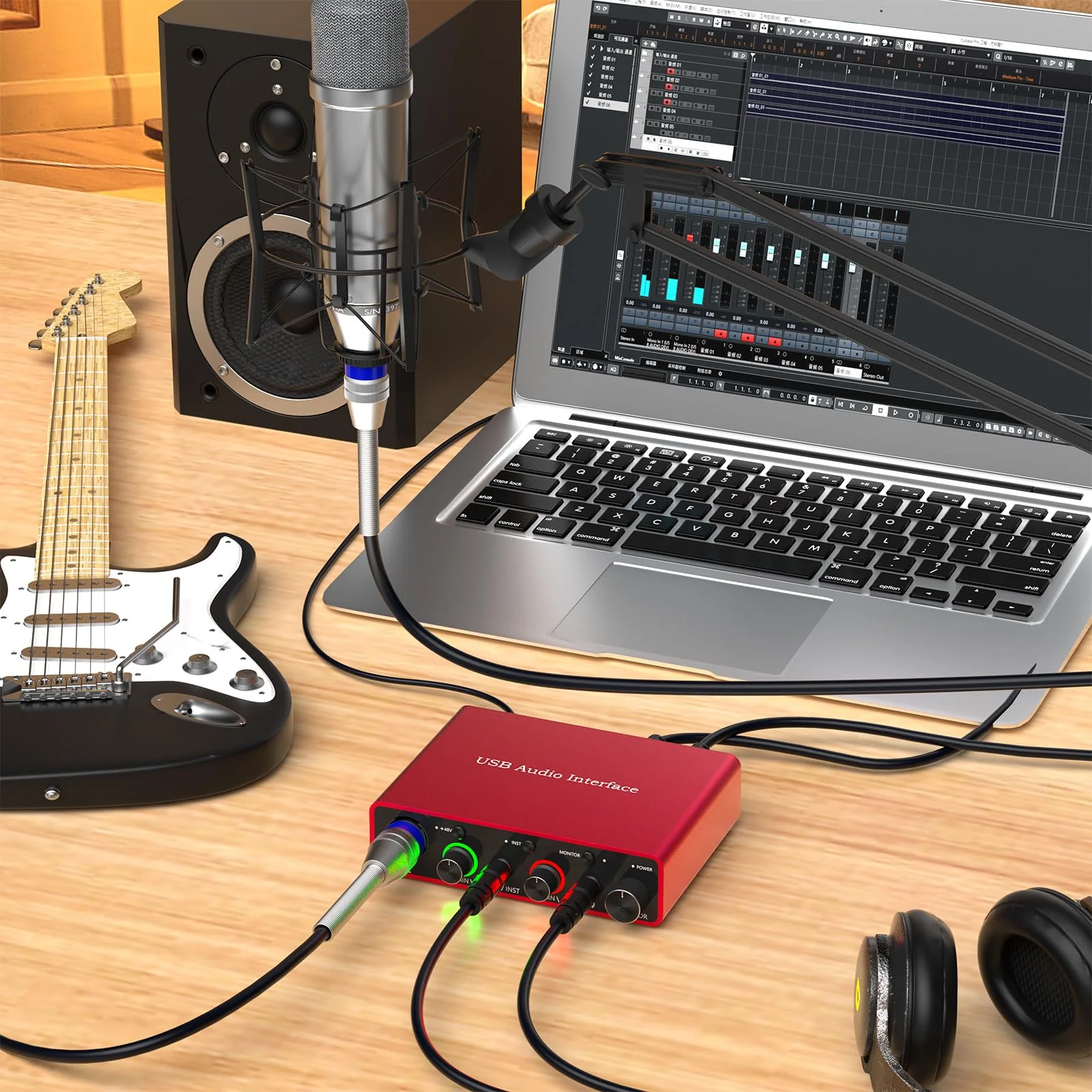 24Bit/192kHz USB Audio Interface with 48V Phantom Power - Studio Quality Recording for Musicians, Vocalists & Podcasters | Plug & Play | Works with Mac/PC & DAWs | Perfect for Home Studio & Streaming OT-AR001B-UG - Image 4