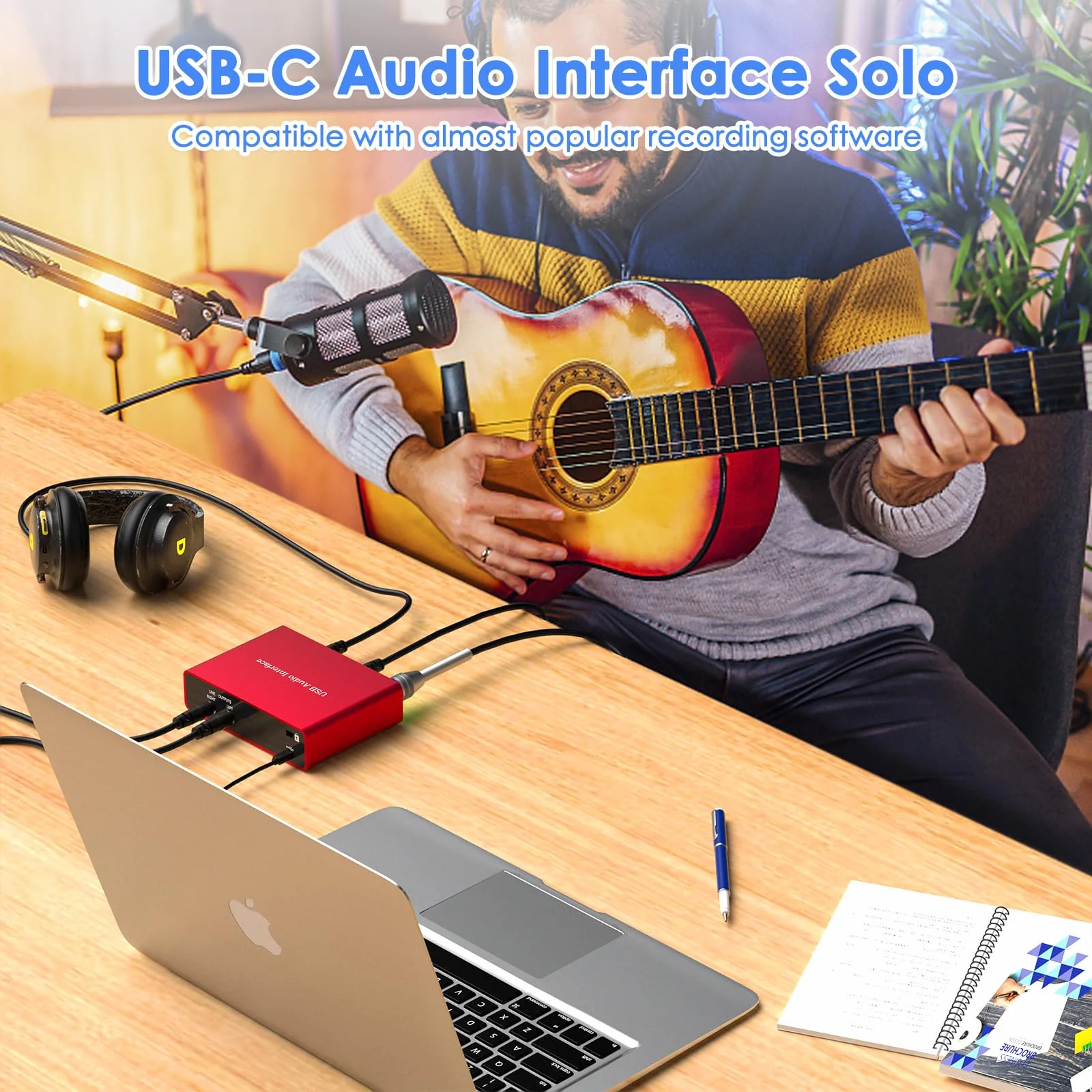 24Bit/192kHz USB Audio Interface with 48V Phantom Power - Studio Quality Recording for Musicians, Vocalists & Podcasters | Plug & Play | Works with Mac/PC & DAWs | Perfect for Home Studio & Streaming OT-AR001B-UG - Image 5