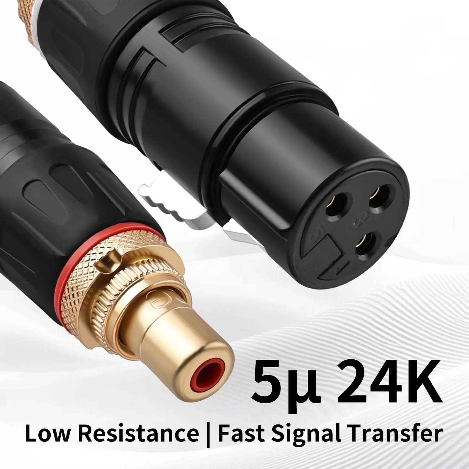 24K Gold Plated XLR to RCA Adapter (4-Count) - XLR Female to RCA Female Hi-Fi Audio Converter, Zinc Alloy Shielded for Audiophiles, Home Studio & Pro Audio Setup 4 Count - Image 2