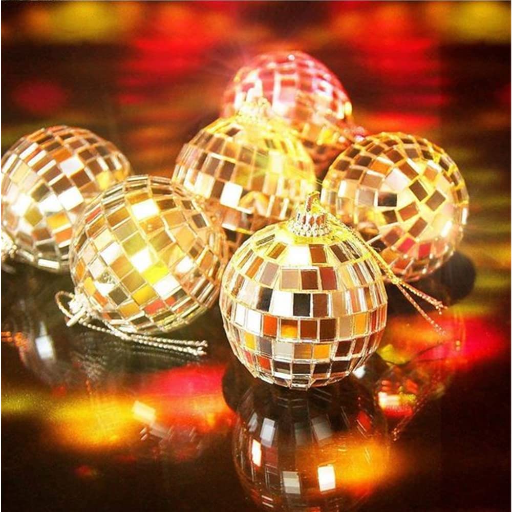 24Pcs 1-1/8Inch Mirror Balls - Disco Ball Decoration - Christmas Tree Wedding Birthday Party Accessories Disco Decorative Mirror Ball (Gold) - Image 3