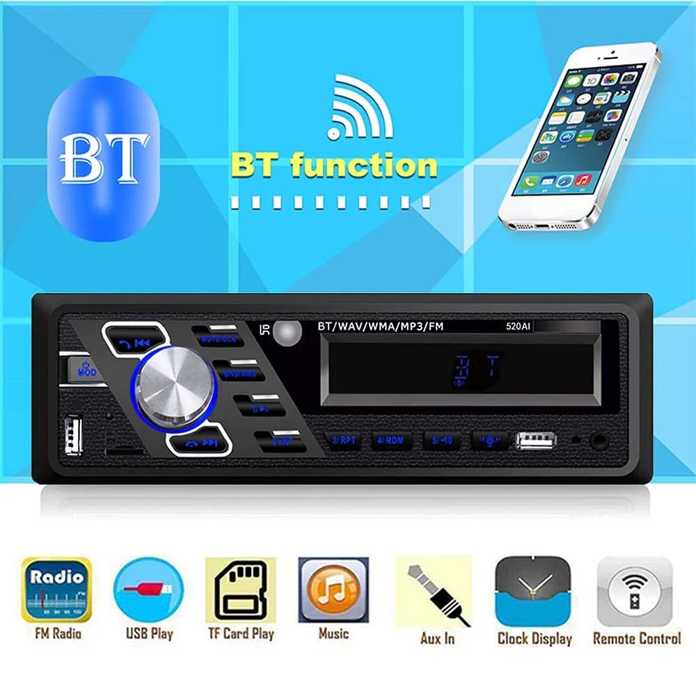 24V Car Radio Bluetooth Stereo MP3 Player Supports Hands-Free Calls FM Dual USB Ports TF AUX in Voice Assist File Reading Function with ISO Plug and Remote Control - Image 4