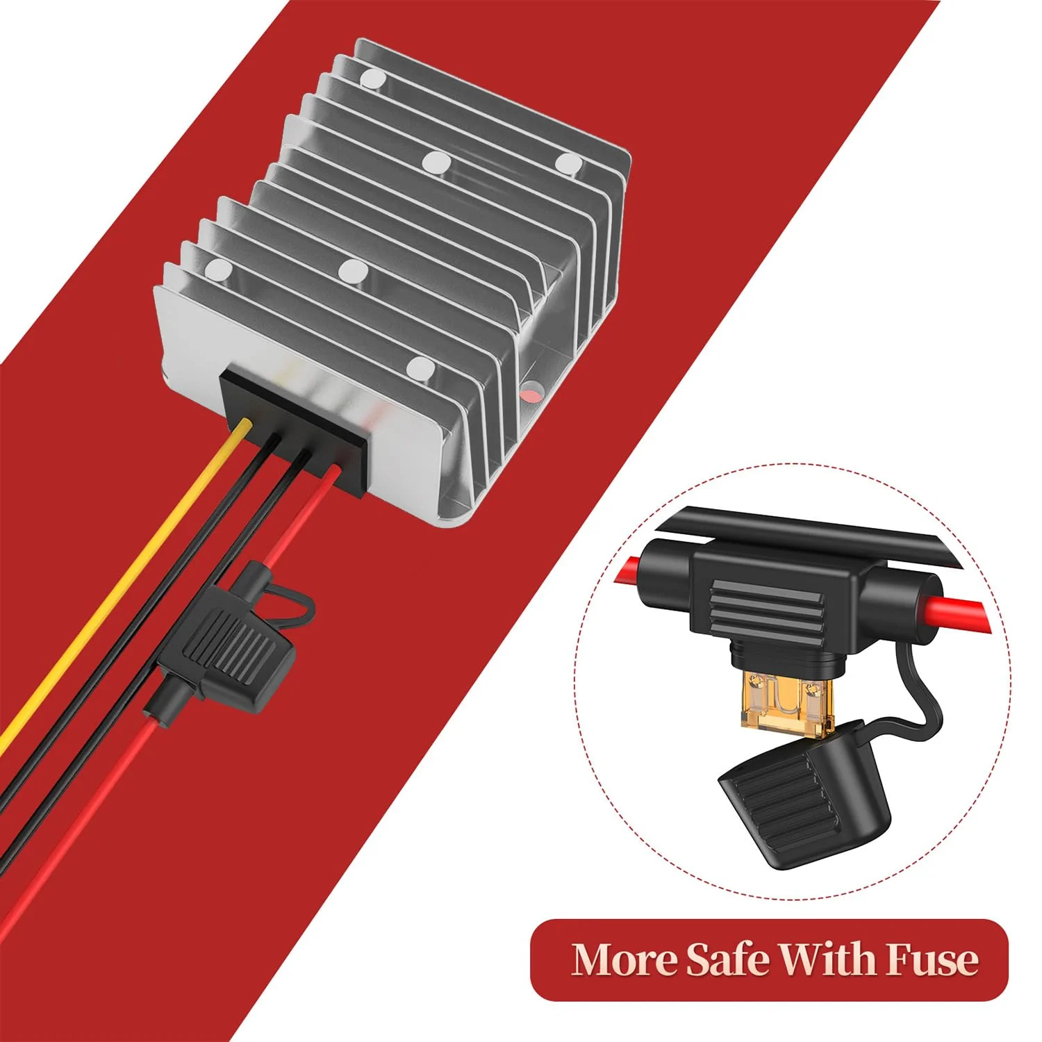 24V to 12V Voltage Converter, DC Converter 24V 12V 20A 240W with Fuse Waterproof, Step Down Converter for Golf Cart LED Light Motor Truck Vehicle Boat Solar System (DC15-40V Wide Input) 24V bis 12V 20A - Image 3