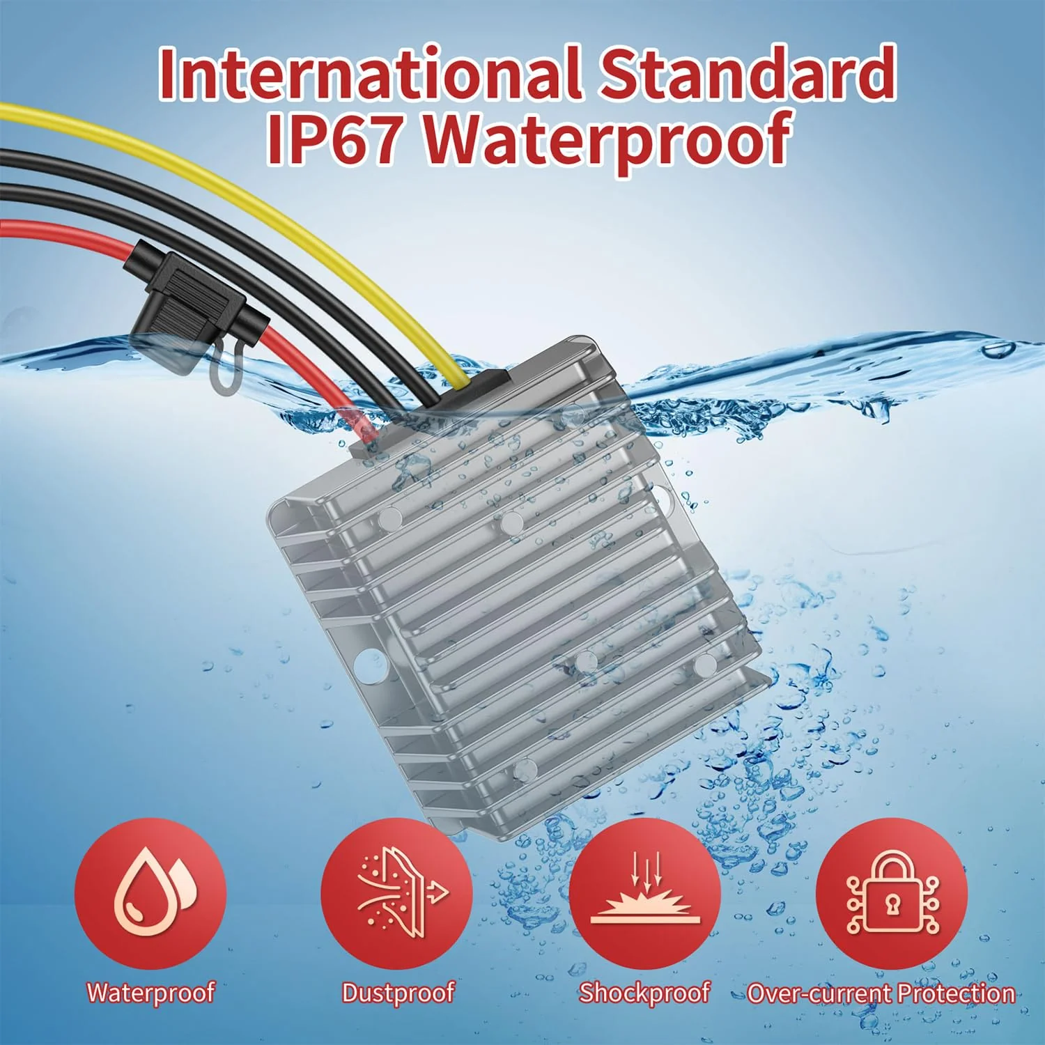 24V to 12V Voltage Converter, DC Converter 24V 12V 20A 240W with Fuse Waterproof, Step Down Converter for Golf Cart LED Light Motor Truck Vehicle Boat Solar System (DC15-40V Wide Input) 24V bis 12V 20A - Image 4