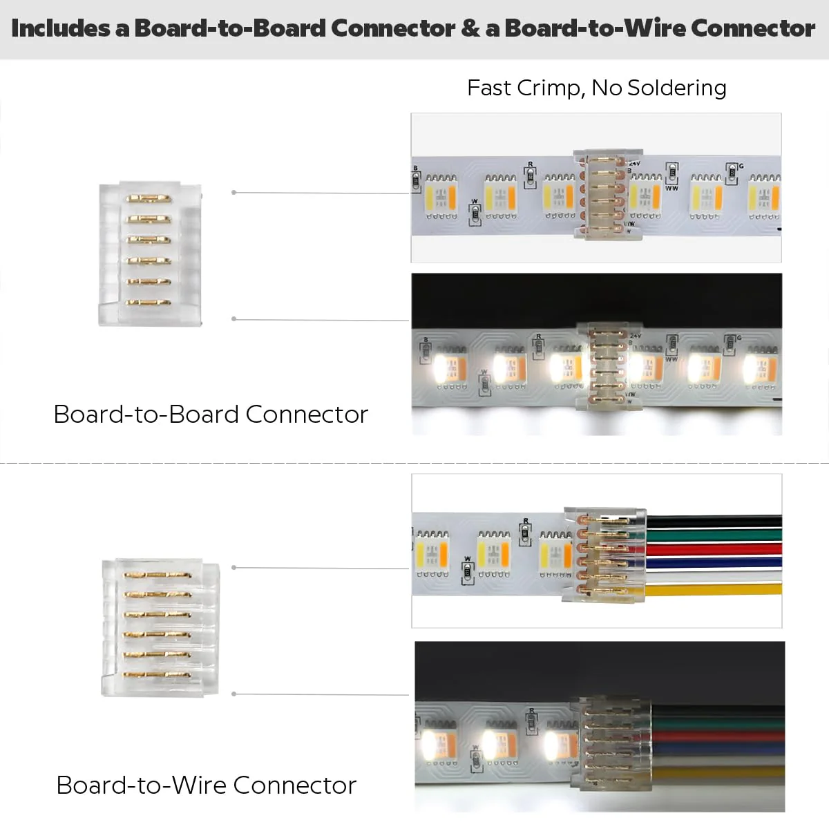 24VDC Highest Density 5-in-1 5050 RGBWW (RGB+Warm White+Daylight) 112LEDs/m Bright RGBCCT LED Strip 16.4FT Dimmable Tape Lights for Bedroom Decor (16.4Ft IP20 Non-Waterproof) 16.4Ft IP20 Non-waterproof - Image 3