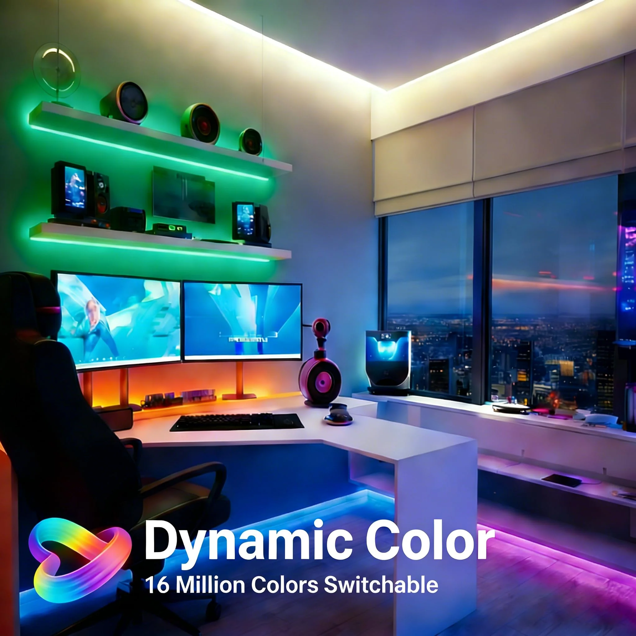 24VDC Highest Density 5-in-1 5050 RGBWW (RGB+Warm White+Daylight) 112LEDs/m Bright RGBCCT LED Strip 16.4FT Dimmable Tape Lights for Bedroom Decor (16.4Ft IP20 Non-Waterproof) 16.4Ft IP20 Non-waterproof - Image 6