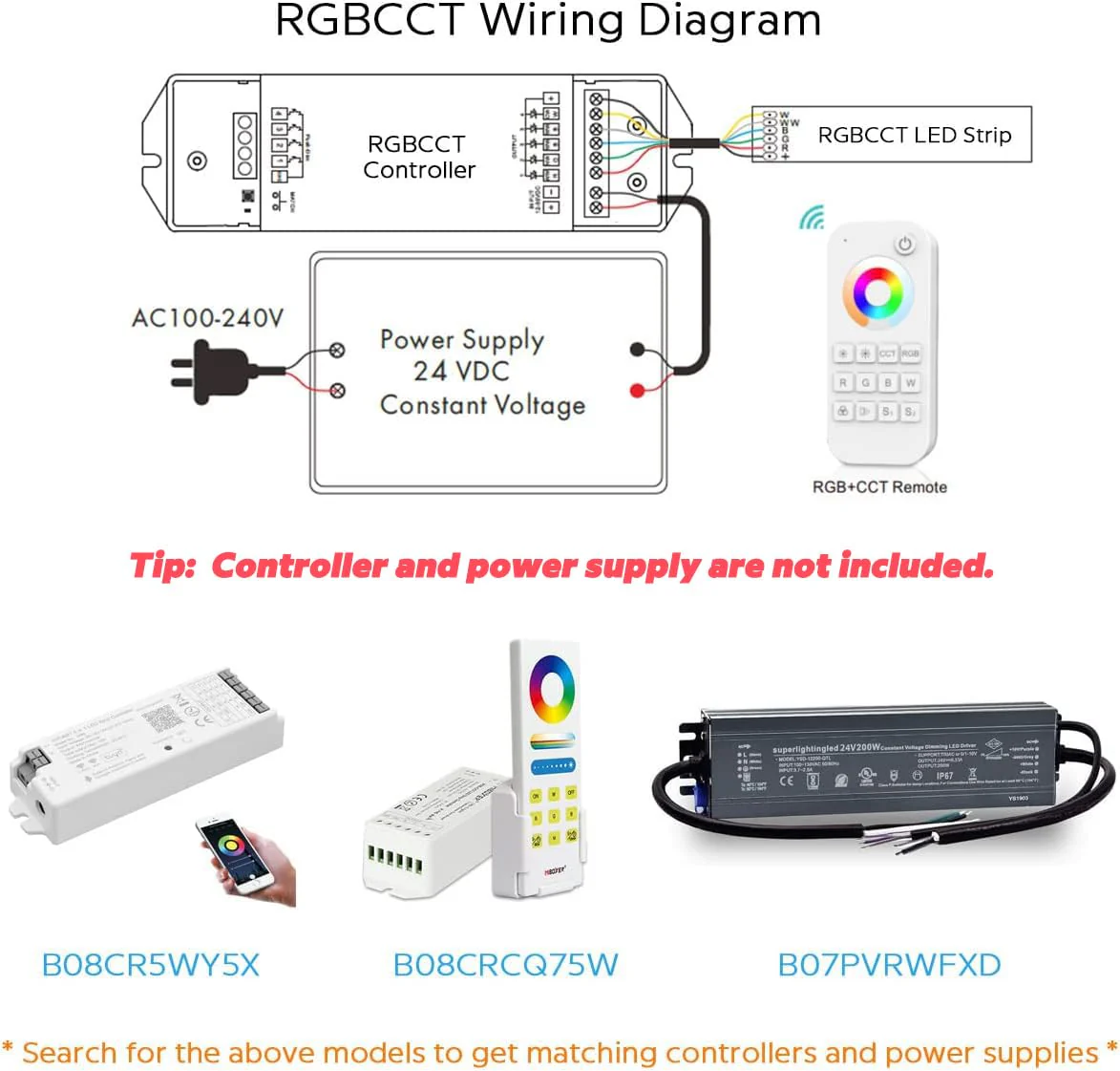 24VDC Highest Density 5-in-1 5050 RGBWW (RGB+Warm White+Daylight) 112LEDs/m Bright RGBCCT LED Strip 16.4FT Dimmable Tape Lights for Bedroom Decor (16.4Ft IP20 Non-Waterproof) 16.4Ft IP20 Non-waterproof - Image 8