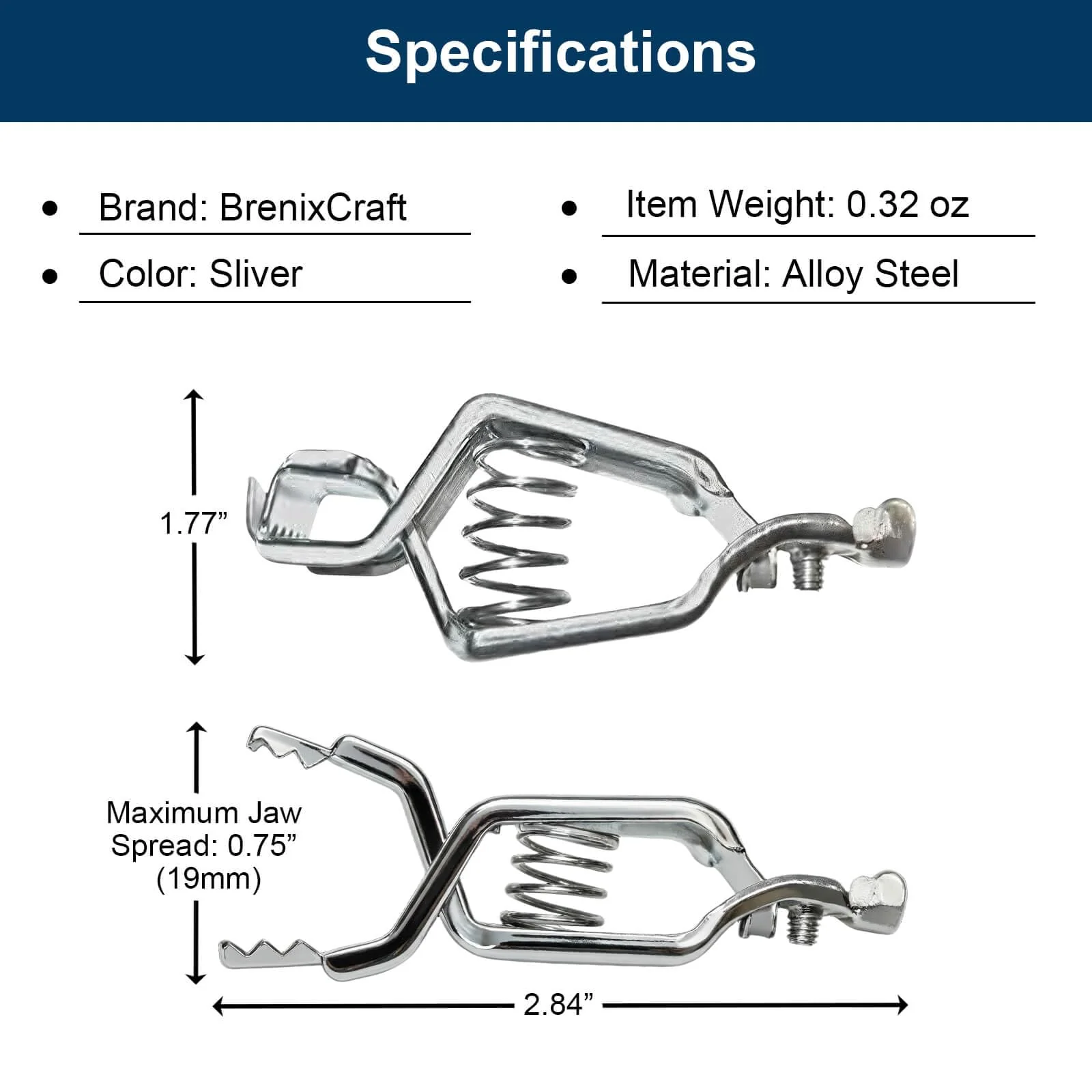 25 Amp Heavy-Duty Steel Alligator Clips, Electrical Battery Clamps with Screw Terminal, Strong Spring Grip, BU-24APN Type, 6 Pack - Image 8
