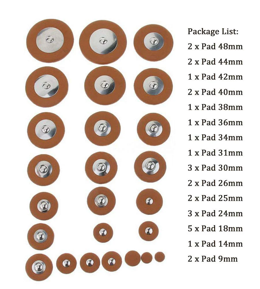 25 Pieces Leather Pads Alto Sax Pads Replacement Set Saxophone Repair Parts Brown 9mm to 48mm - Image 5