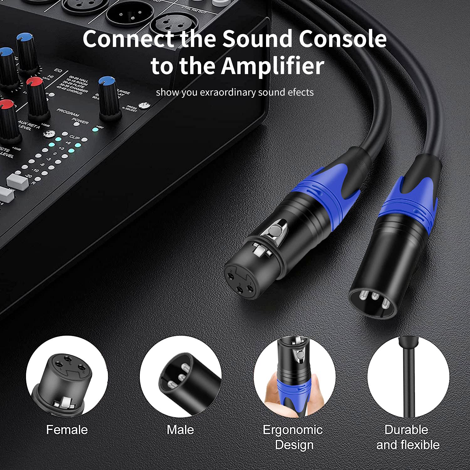 25ft XLR Cable 2 Pack - Balanced Speaker & Microphone Cable for Microphones, Speakers, Radio Stations 25 Ft 2 Pack - Image 5