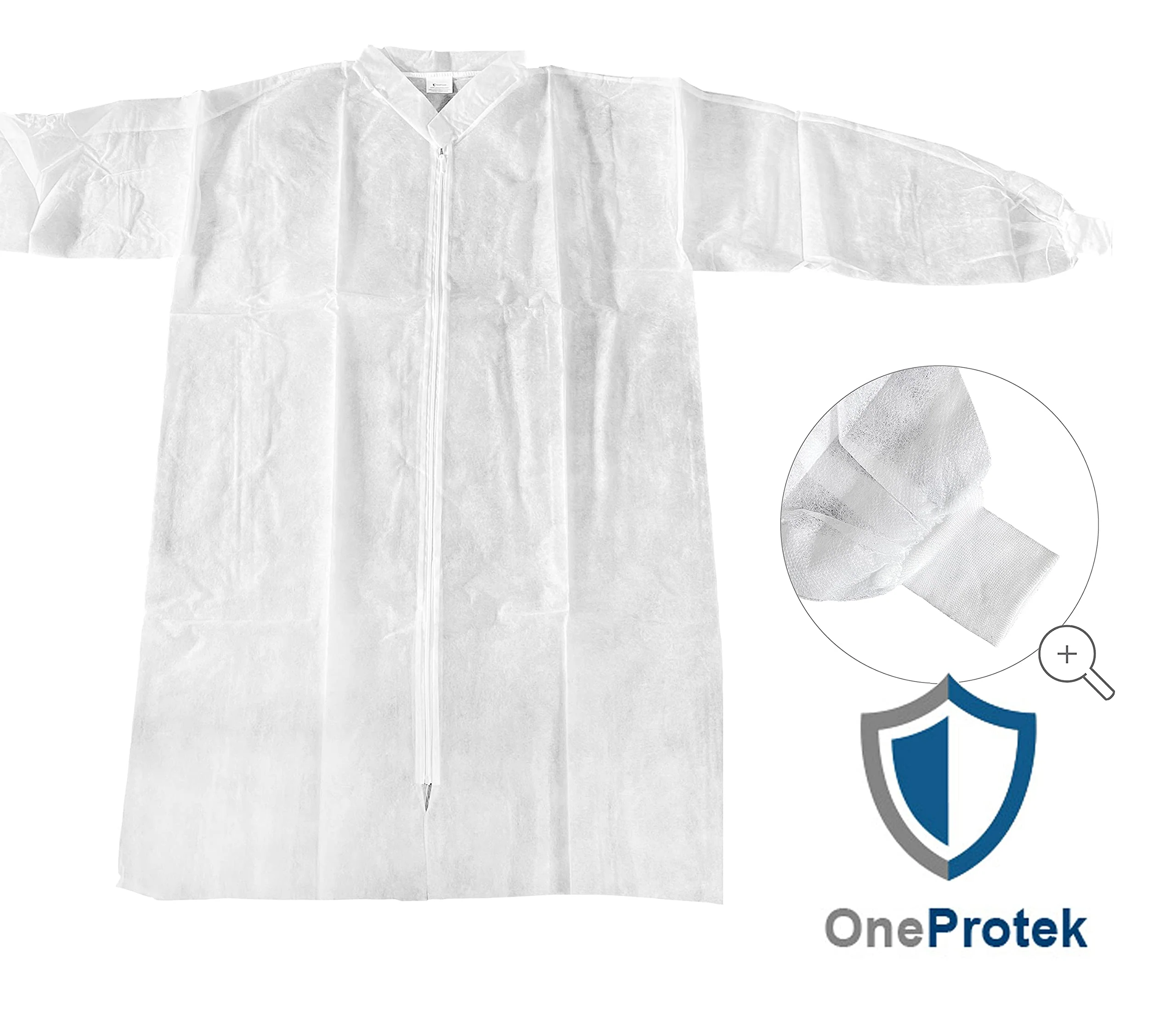 25g Disposable Book Coat with Zip White XL (XXL, 1 Piece) XXL - Image 3