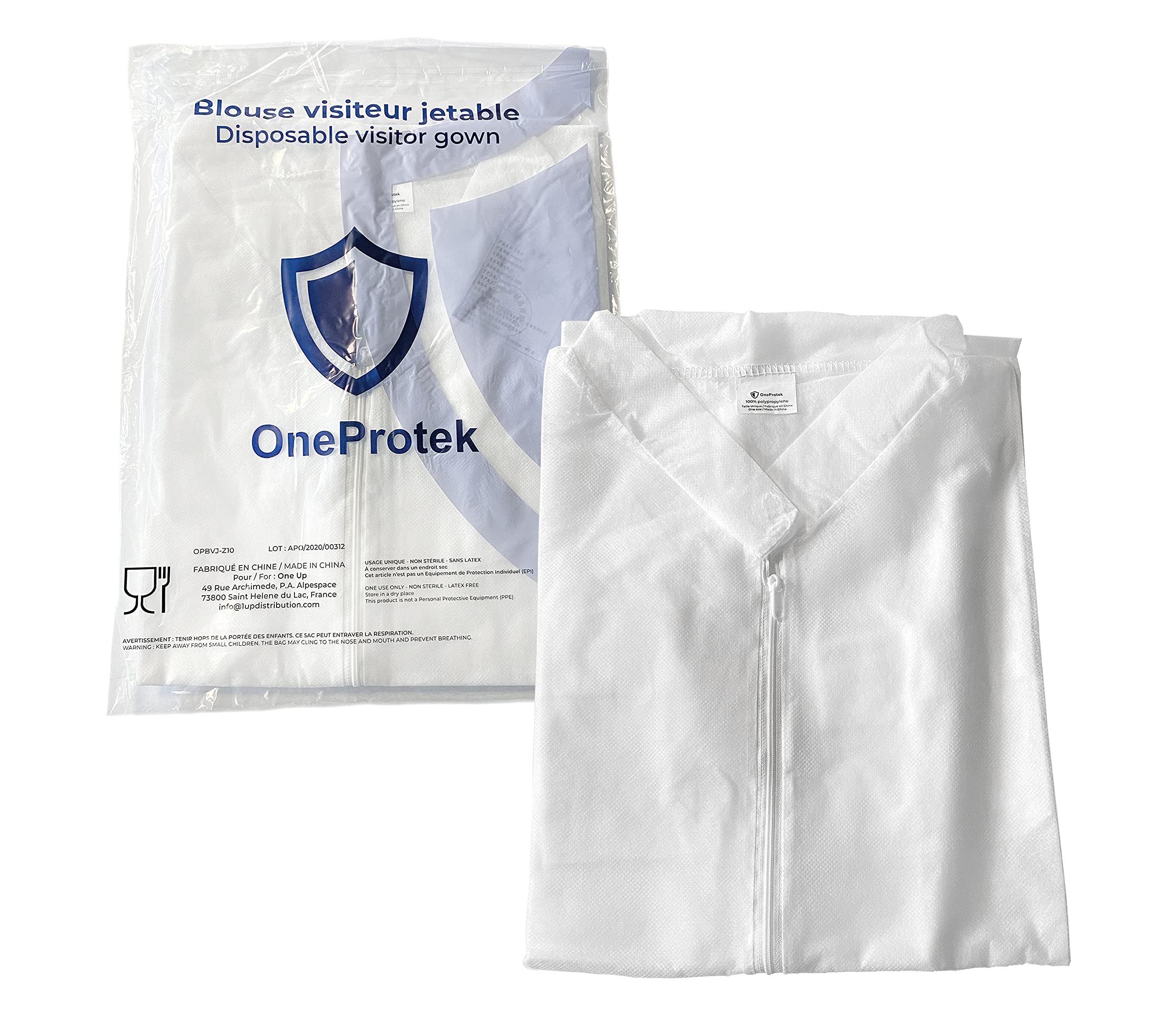 25g Disposable Book Coat with Zip White XL (XXL, 1 Piece) XXL - Image 4