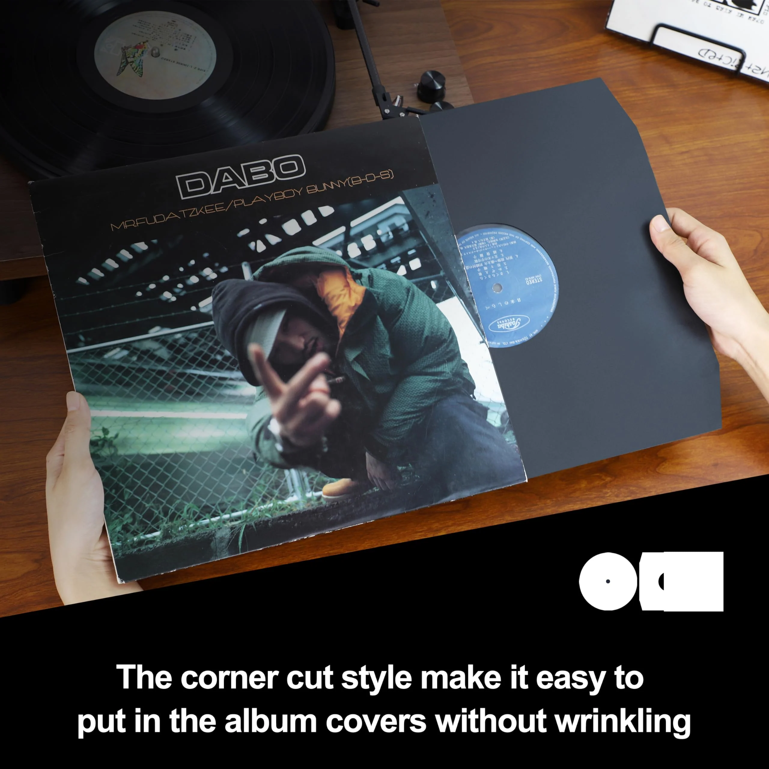 25Pcs Vinyl Record Inner Sleeves, Black Kraft Paper Record Sleeves with Poly Lined for 12" Records, Comer Cut Design Acid Free Album Covers, Vinyl Record Album Covers LP Jacket Protective 12 Inch - Image 2
