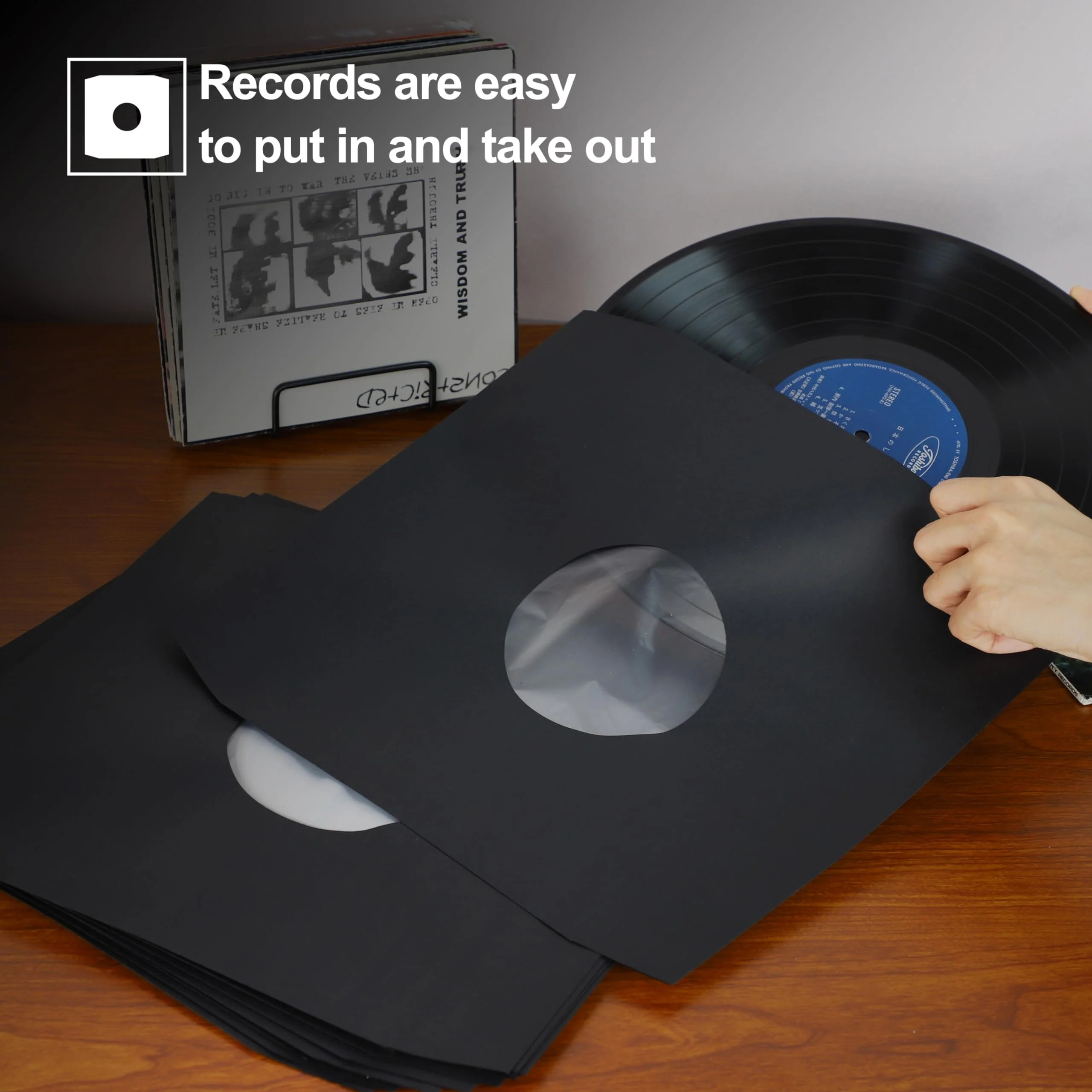 25Pcs Vinyl Record Inner Sleeves, Black Kraft Paper Record Sleeves with Poly Lined for 12" Records, Comer Cut Design Acid Free Album Covers, Vinyl Record Album Covers LP Jacket Protective 12 Inch - Image 5