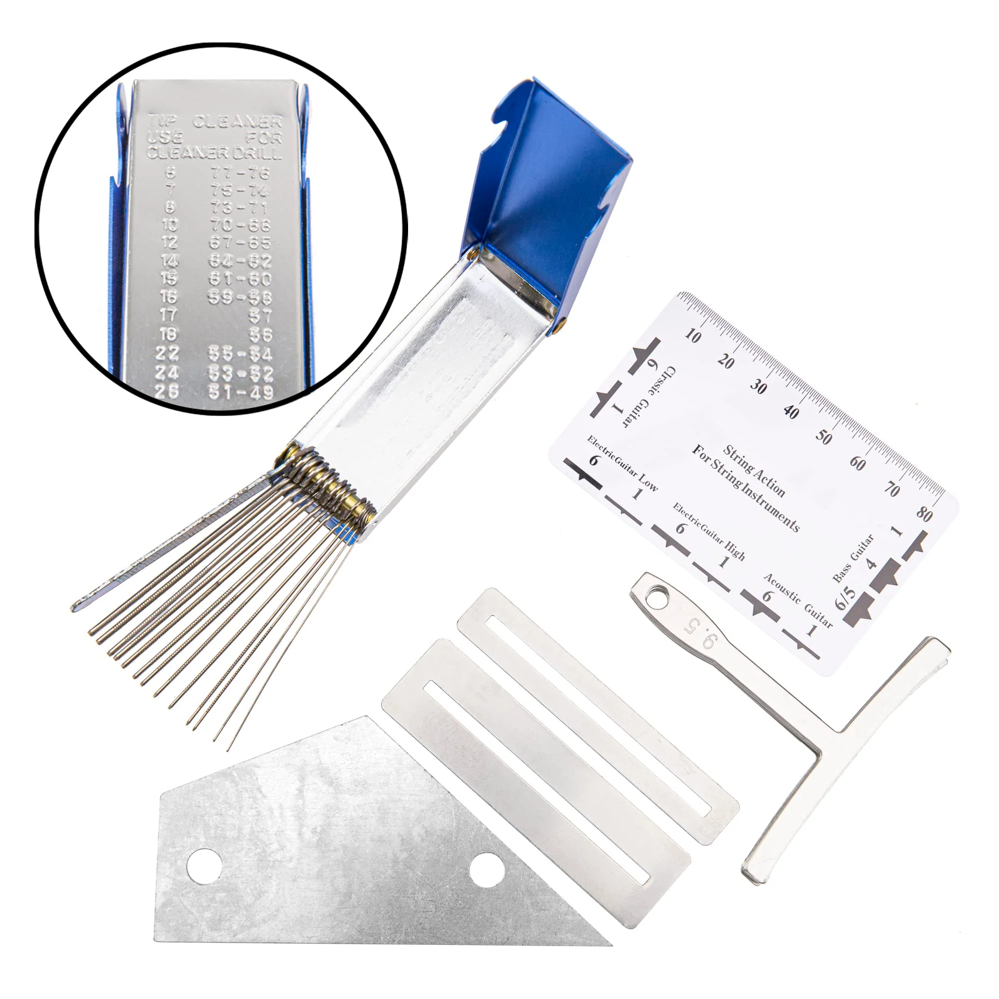25Pcs Yootones Guitar Repairing Maintenance Tool with Kit String Action Ruler Gauge Measuring Tool Hex Wrench Set Files Fingerboard Guard Understring Radius Gauges Guitar Fret Rocker Leveling - Image 4