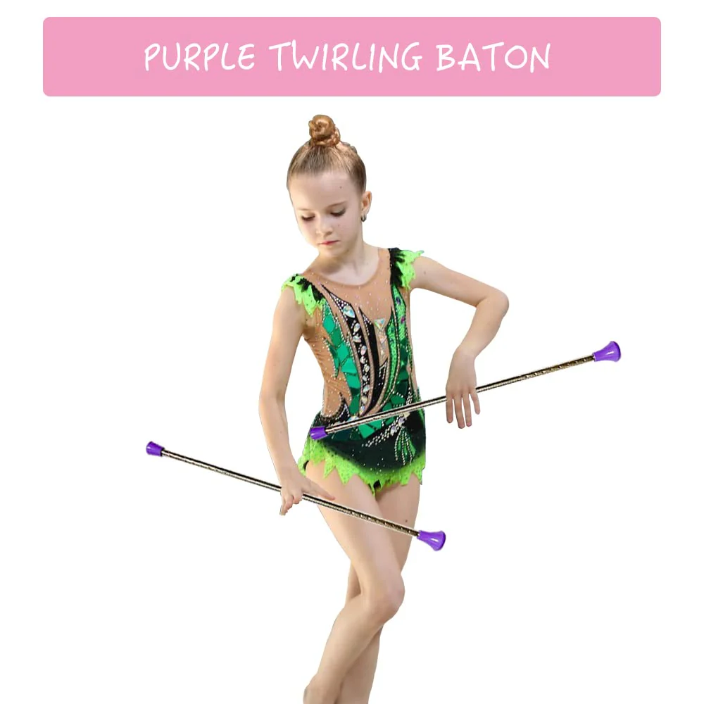 26-inch Twirling Baton Spinning Dance Baton Metal Rhythmic Gymnastics Conducting Batons for Child in Majorette-Complete with 1 Dance Ribbon Rainbow Streamer Purple,1 Pack - Image 4