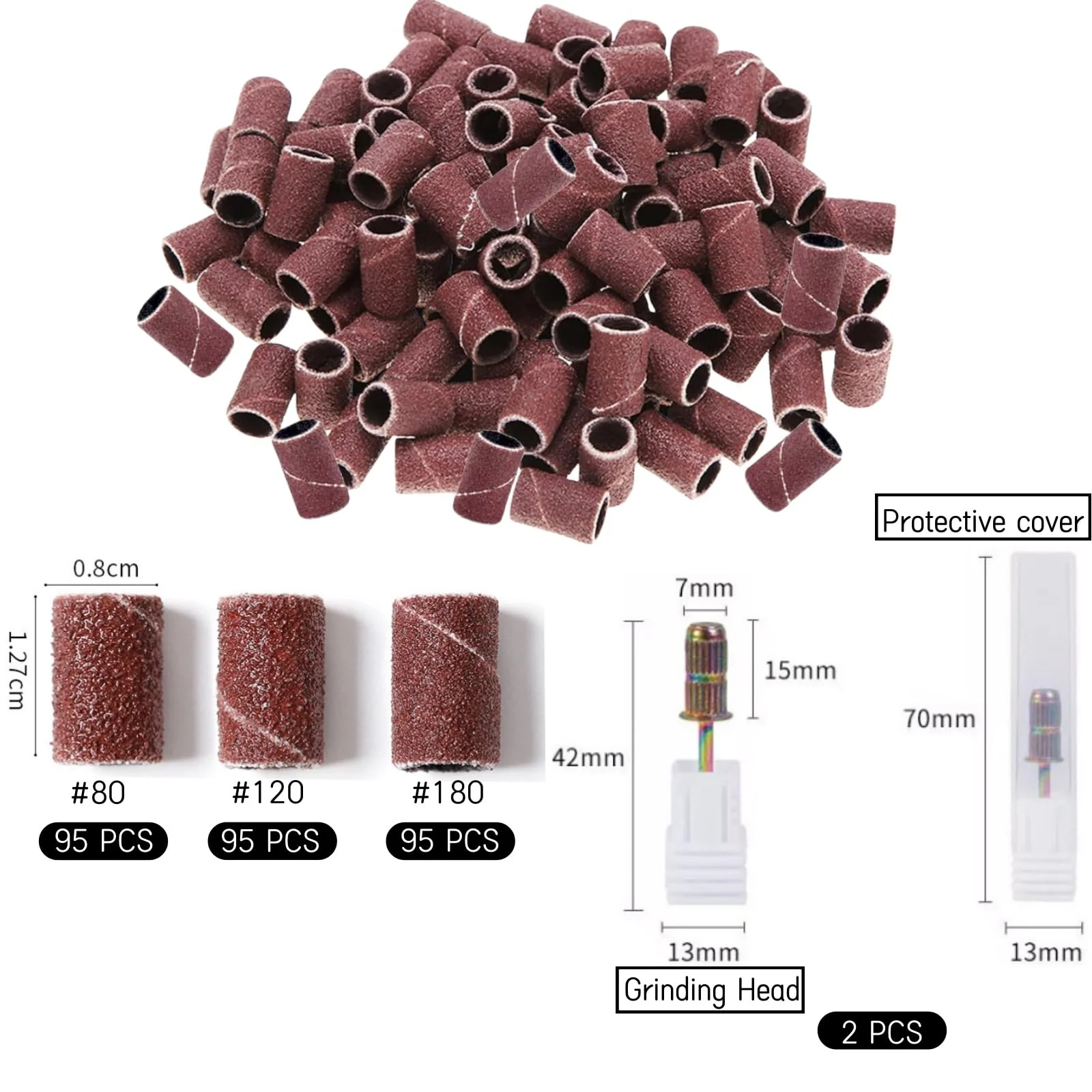 287 Piece Sanding Sleeve Set for Dremel Sanding Attachments 80/120/180 Grit Sanding Drum with Free Box Including 285 Pieces Sanding Belt Sleeves and 2 Pieces Sanding Roller - Image 2