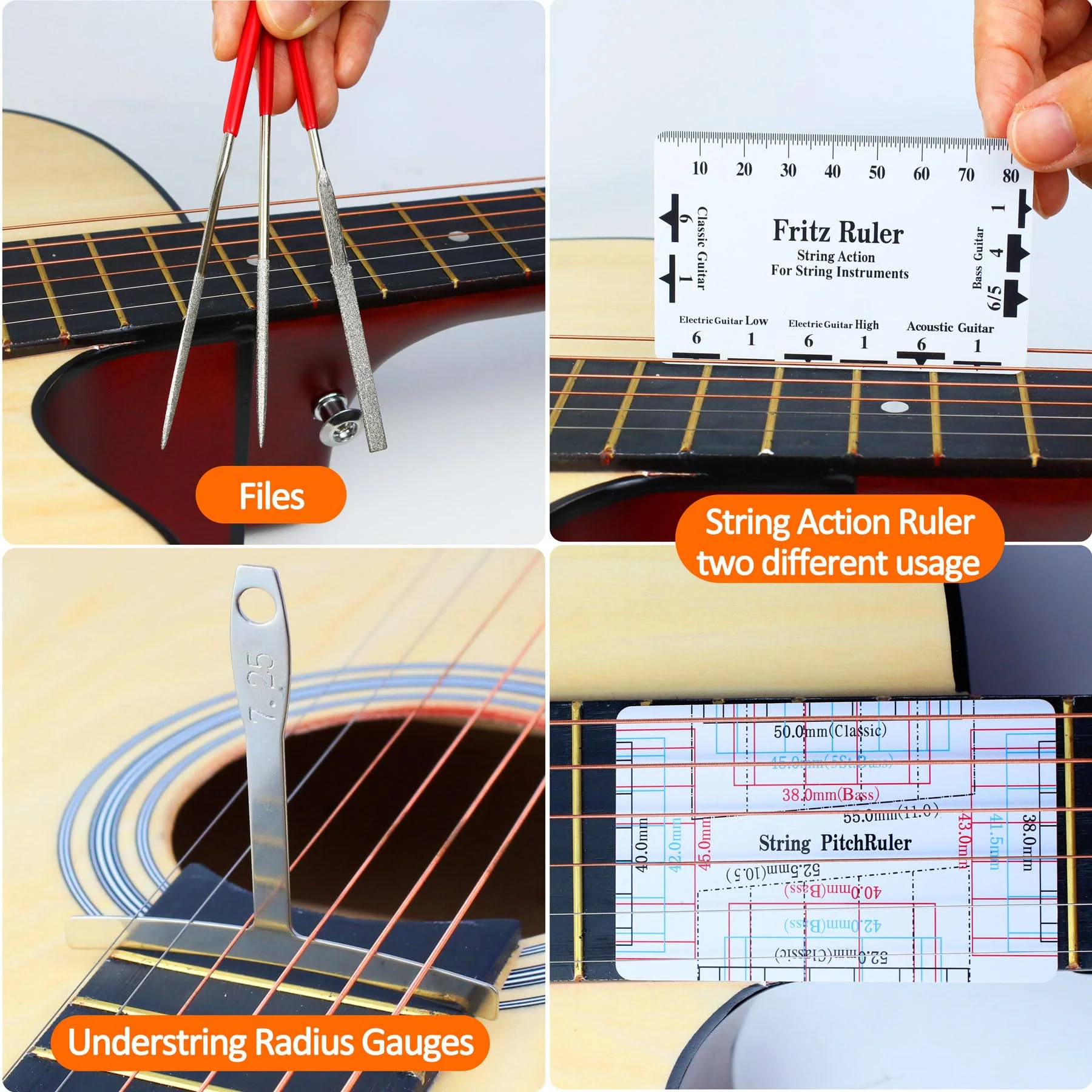 28Pcs Guitar Tool Kit, Guitar Accessories Gifts for Men, Guitar Maintenance Kit with Carry Bag, Guitar Repair Kit for Acoustic Electric Guitar Ukulele Bass Banjo, TIMDAM Guitar Setup Kit Guitar Gifts 28 Pcs - Image 5