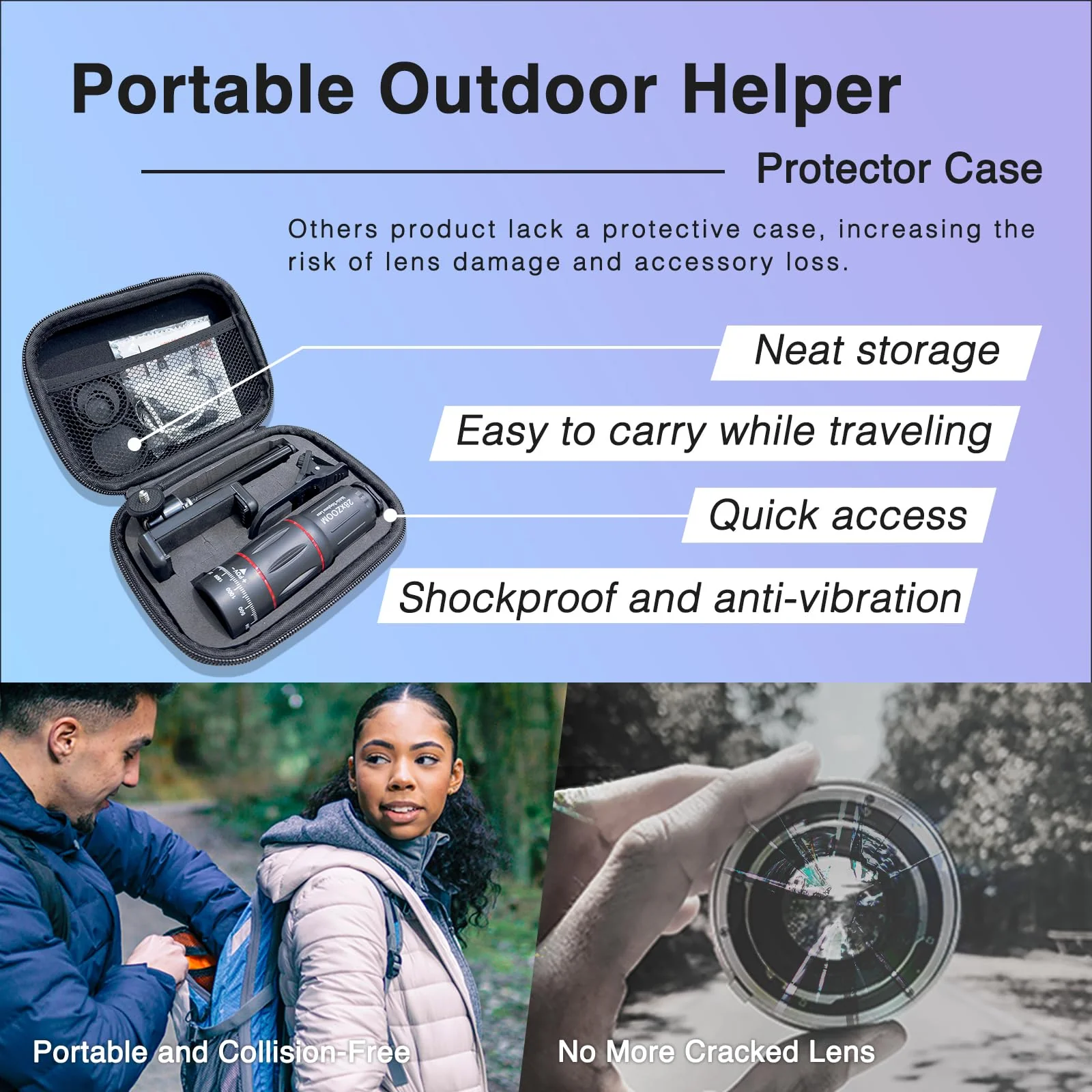 28x Optical Zoom HD Phone Camera Lens 5 in 1 Kit for iPhone and Android with Tripod + Telephone Zoom Lens + Lens Cover + Clips, Support Hand-held, Eye View, Spot Shooting, 4K HD Telephoto - Image 5