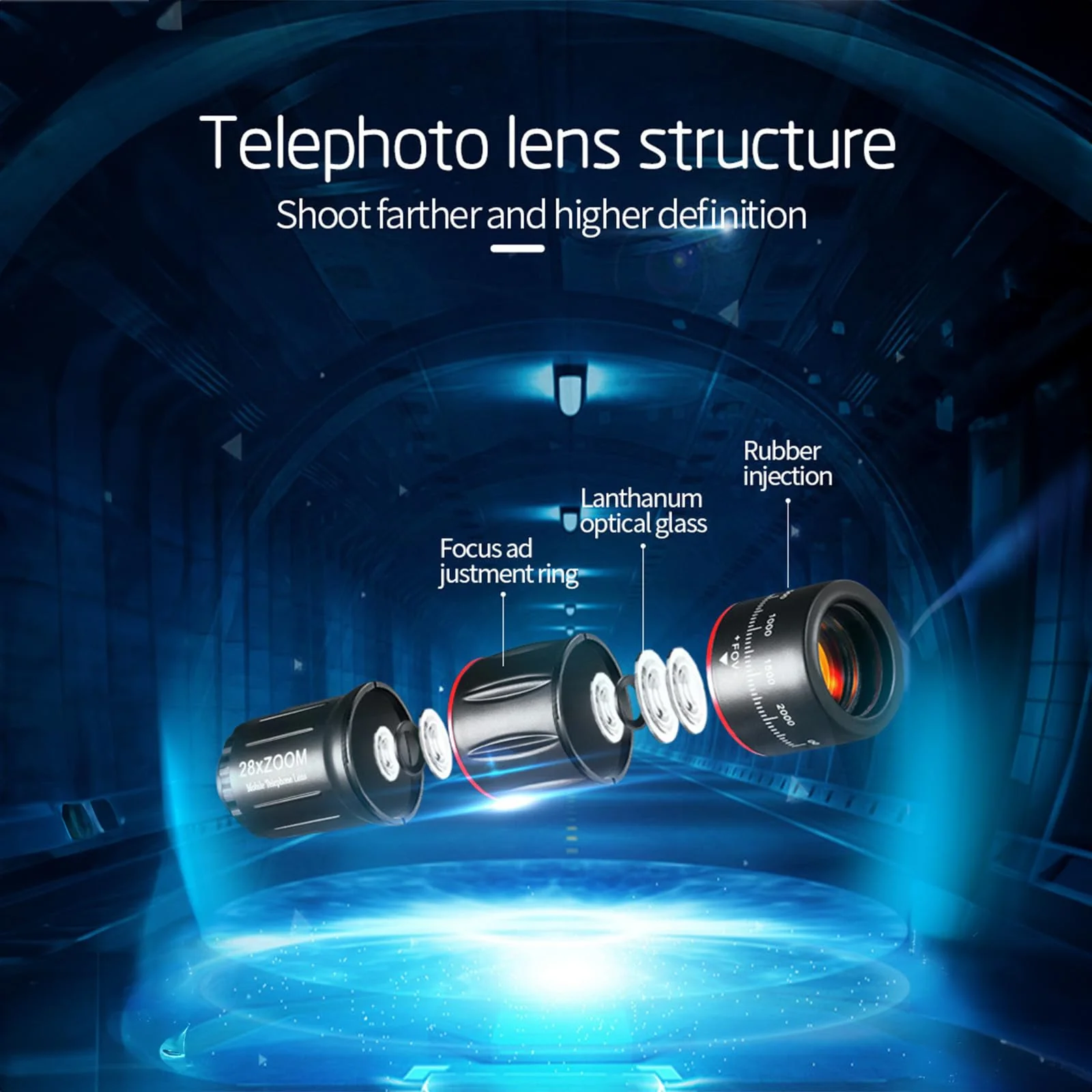 28x Optical Zoom HD Phone Camera Lens 5 in 1 Kit for iPhone and Android with Tripod + Telephone Zoom Lens + Lens Cover + Clips, Support Hand-held, Eye View, Spot Shooting, 4K HD Telephoto - Image 8