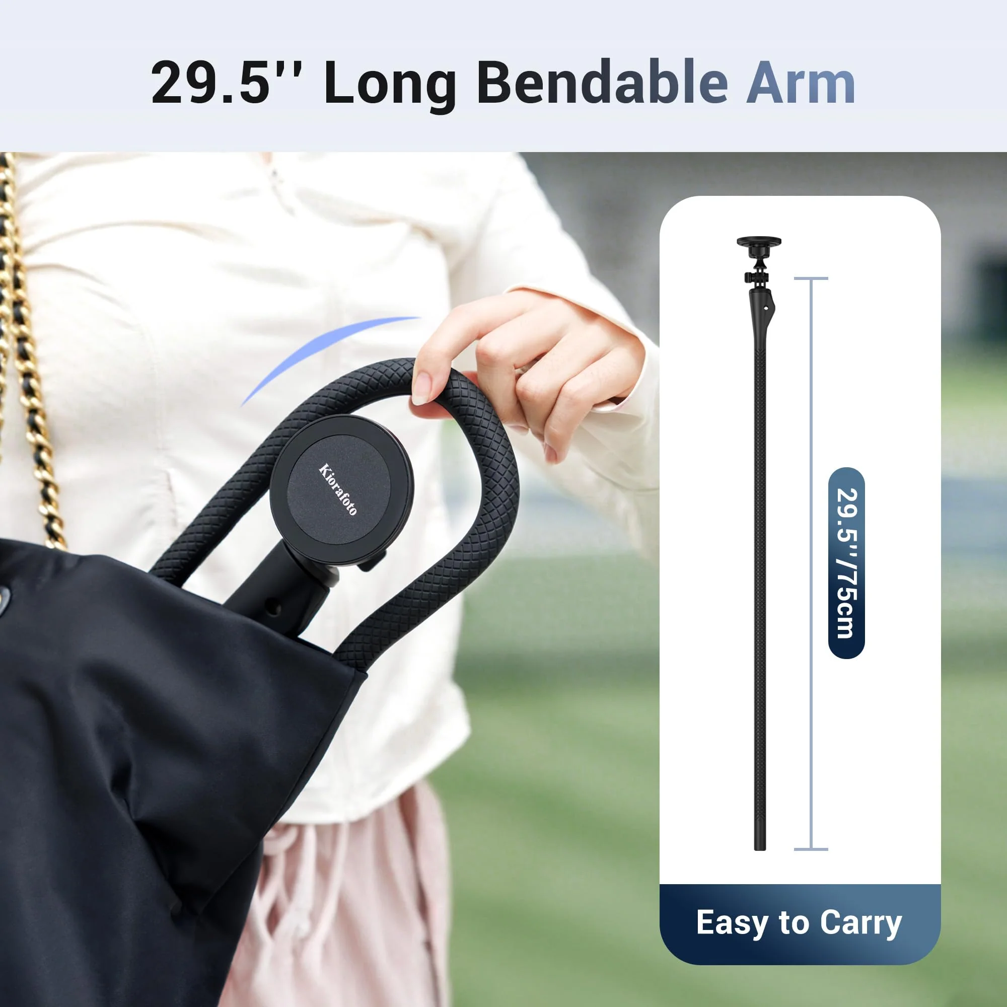 29.5'' Magnetic Flexible Gooseneck Phone Mount Holder for iPhone 17 16 15 Pro Max & Action Camera,Long Arm Bendable Selfie Stick Cell Phone Stand with 1/4"20 for Stroller Treadmill Gym Shopping Cart Wrap Around Holder - Image 6