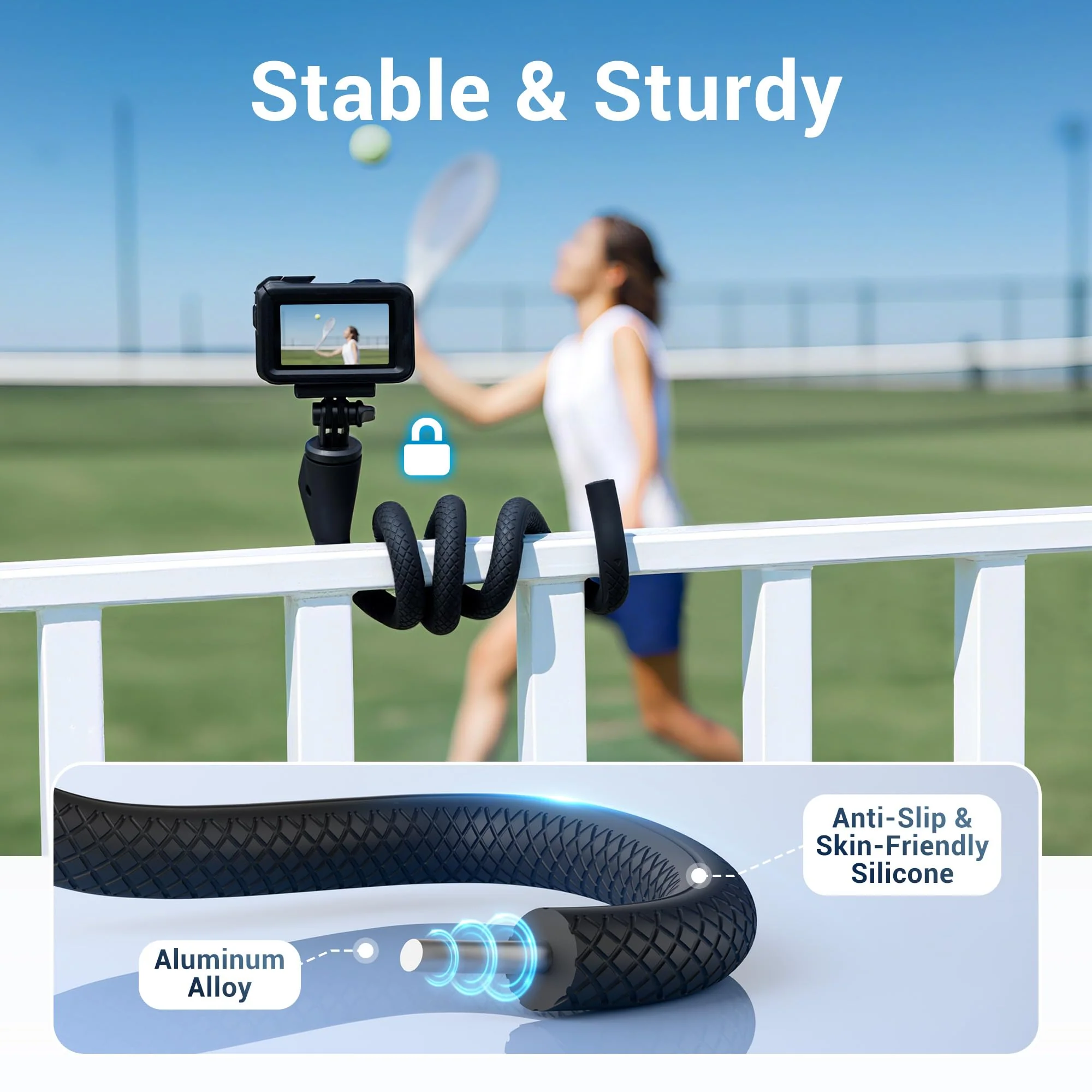 29.5'' Magnetic Flexible Gooseneck Phone Mount Holder for iPhone 17 16 15 Pro Max & Action Camera,Long Arm Bendable Selfie Stick Cell Phone Stand with 1/4"20 for Stroller Treadmill Gym Shopping Cart Wrap Around Holder - Image 7