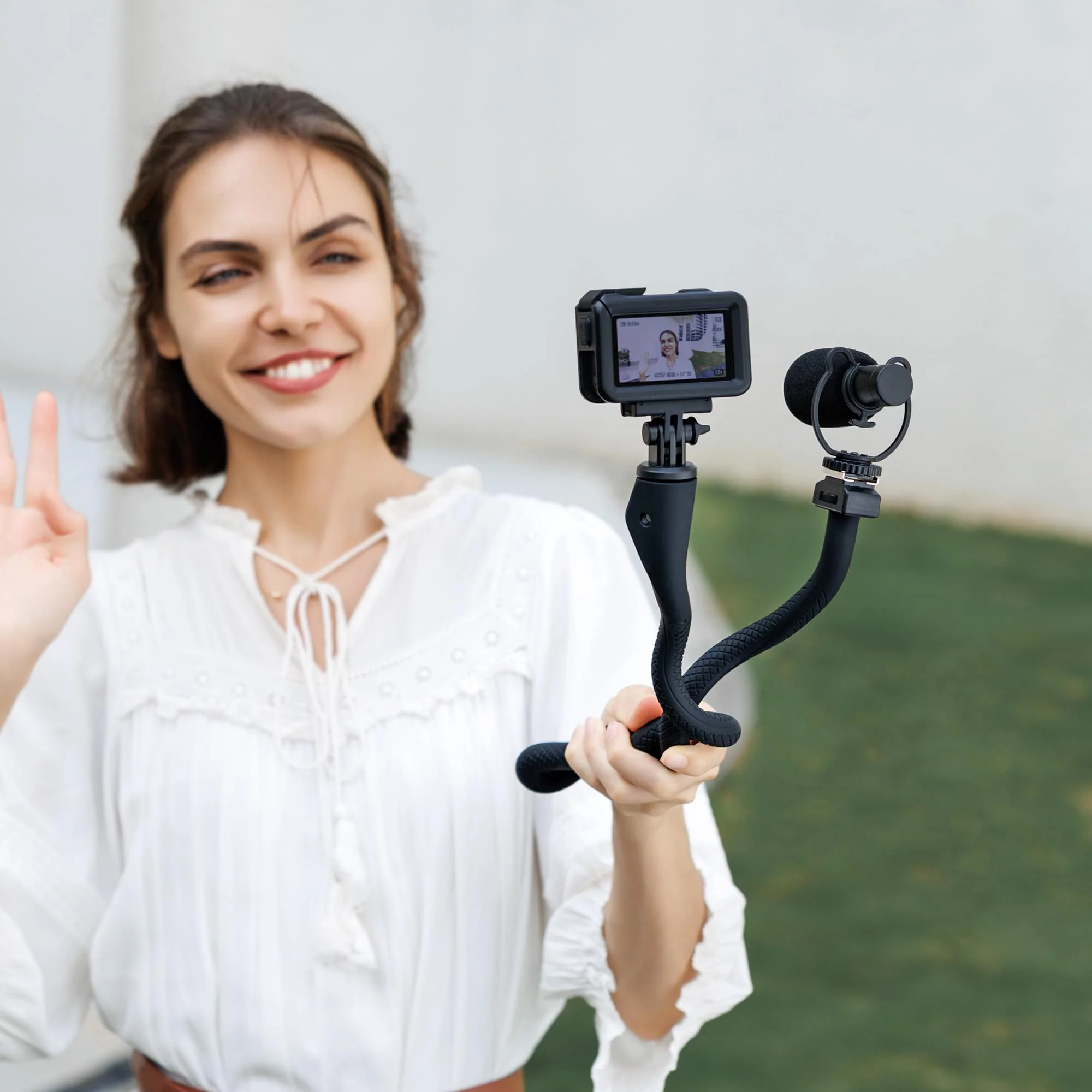 29.5'' Magnetic Flexible Gooseneck Phone Mount Holder for iPhone 17 16 15 Pro Max & Action Camera,Long Arm Bendable Selfie Stick Cell Phone Stand with 1/4"20 for Stroller Treadmill Gym Shopping Cart Wrap Around Holder - Image 8
