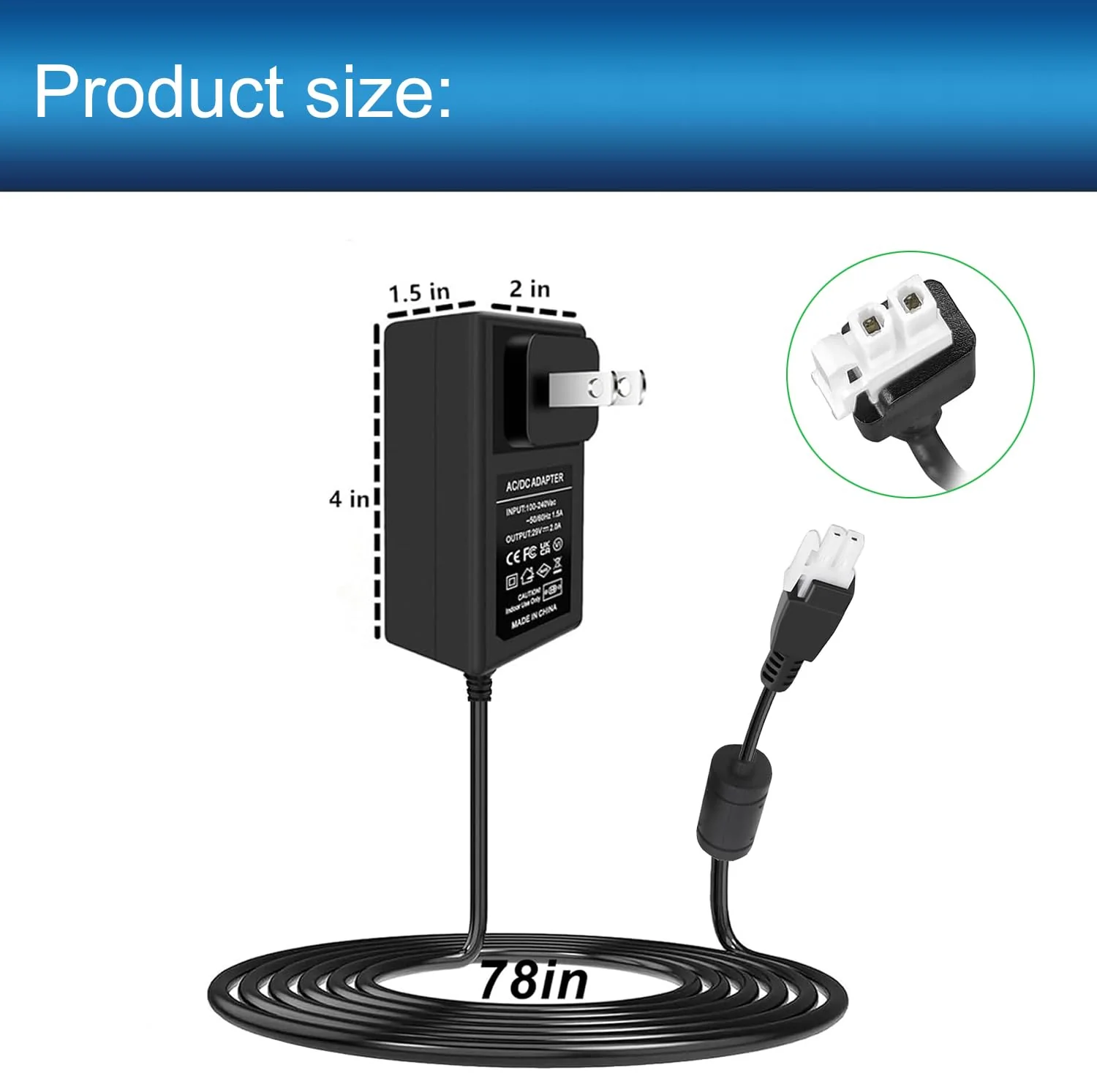 29V Adjustable Desk Power Cord Compatible with Claiks P1.01.001 P101001 40" 48" 55" 63" Inches Electric Standing Desk Adjustable Height Stand up Desk YH-K290018-C Power Supply Charger Replacement - Image 3