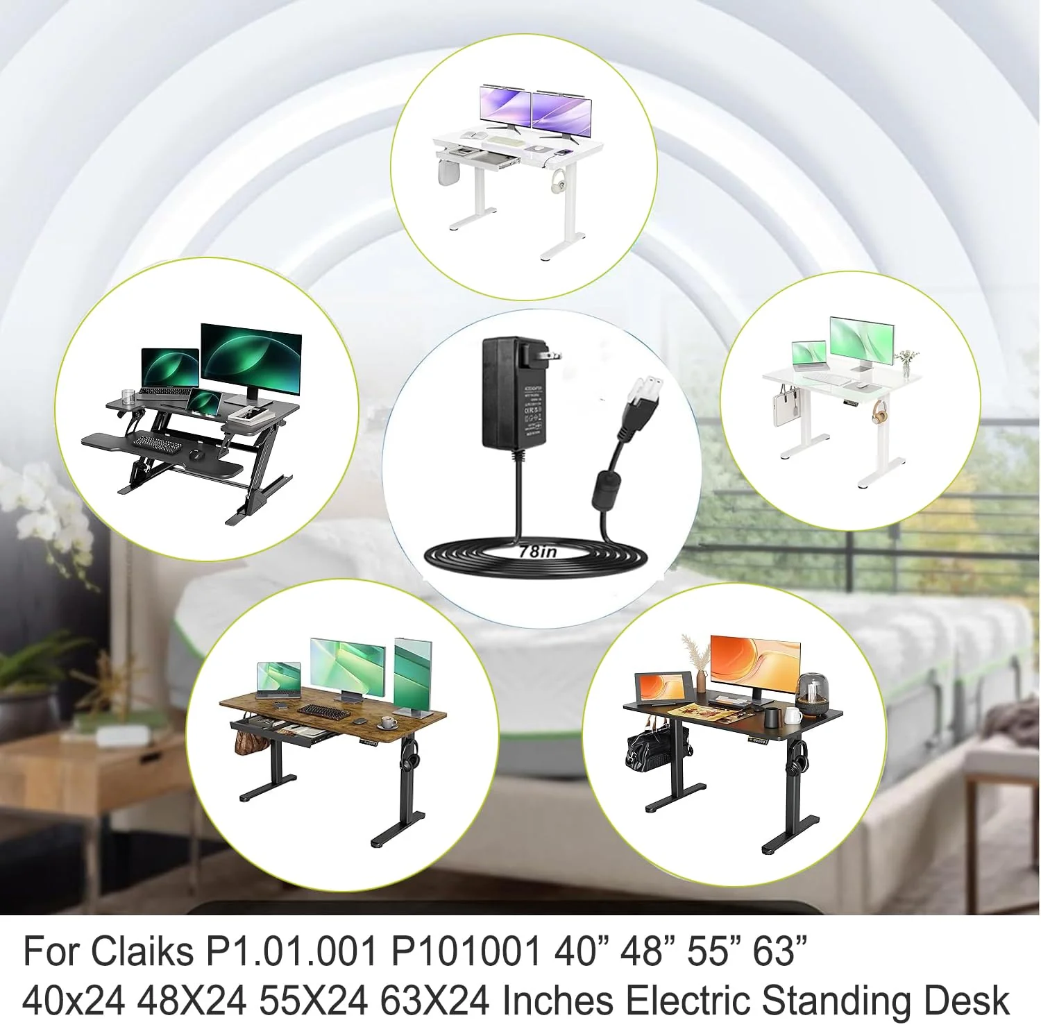 29V Adjustable Desk Power Cord Compatible with Claiks P1.01.001 P101001 40" 48" 55" 63" Inches Electric Standing Desk Adjustable Height Stand up Desk YH-K290018-C Power Supply Charger Replacement - Image 7