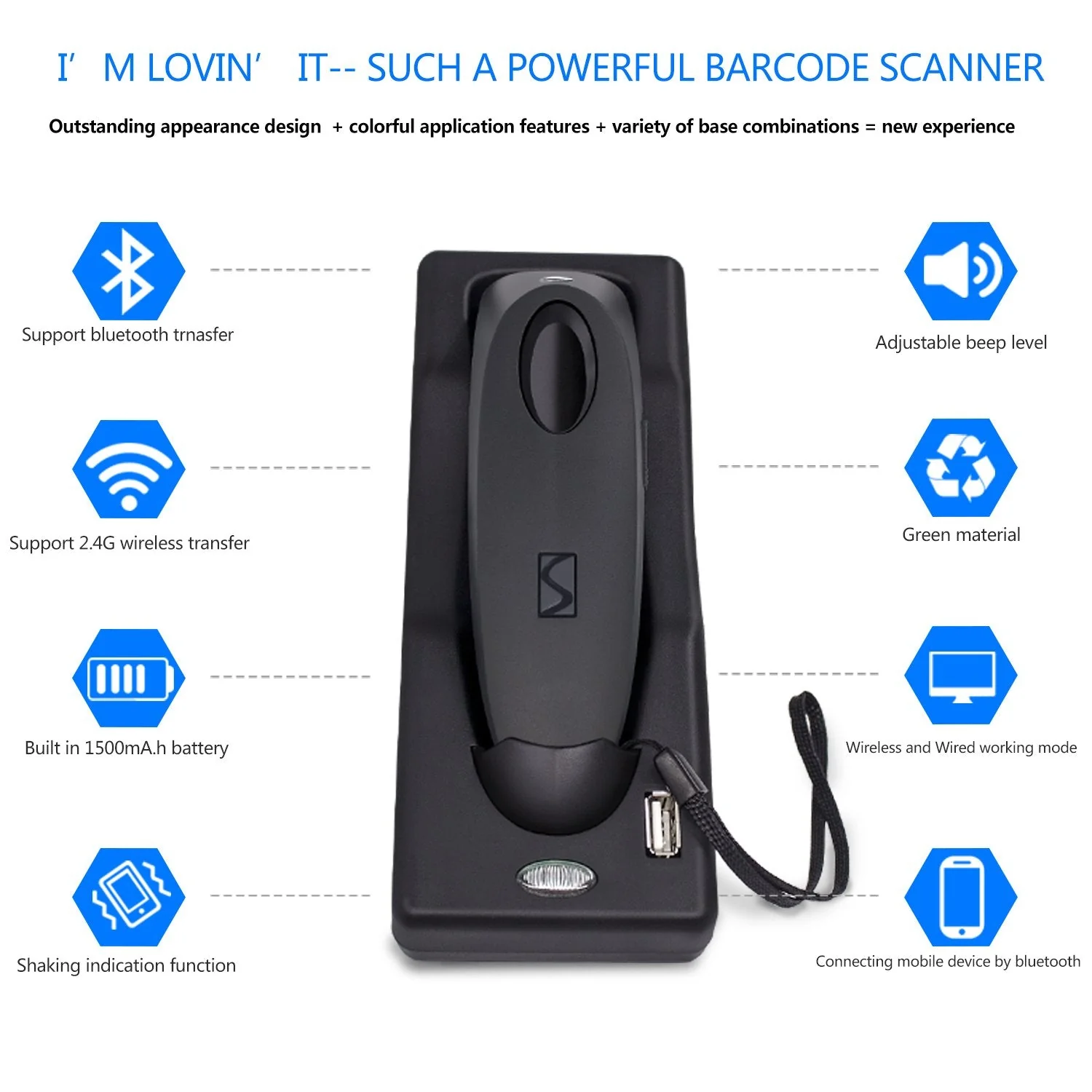 2D Bluetooth Barcode Scanner with Charging Base Dual 2.4G Wireless + Bluetooth 1D 2D Barcode Scanner QR PDF417 Data Matrix UPC Rechargeable Bar Code Scanner for Laptops/PC/Android/Apple iOS - Image 2