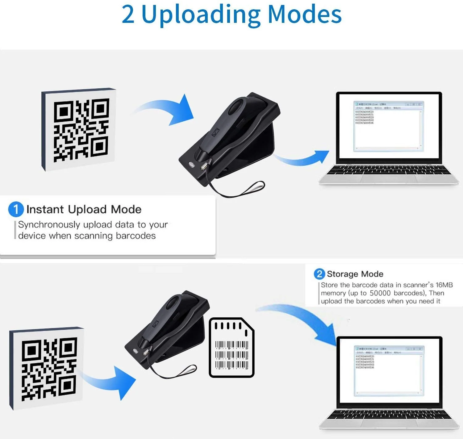 2D Bluetooth Barcode Scanner with Charging Base Dual 2.4G Wireless + Bluetooth 1D 2D Barcode Scanner QR PDF417 Data Matrix UPC Rechargeable Bar Code Scanner for Laptops/PC/Android/Apple iOS - Image 4