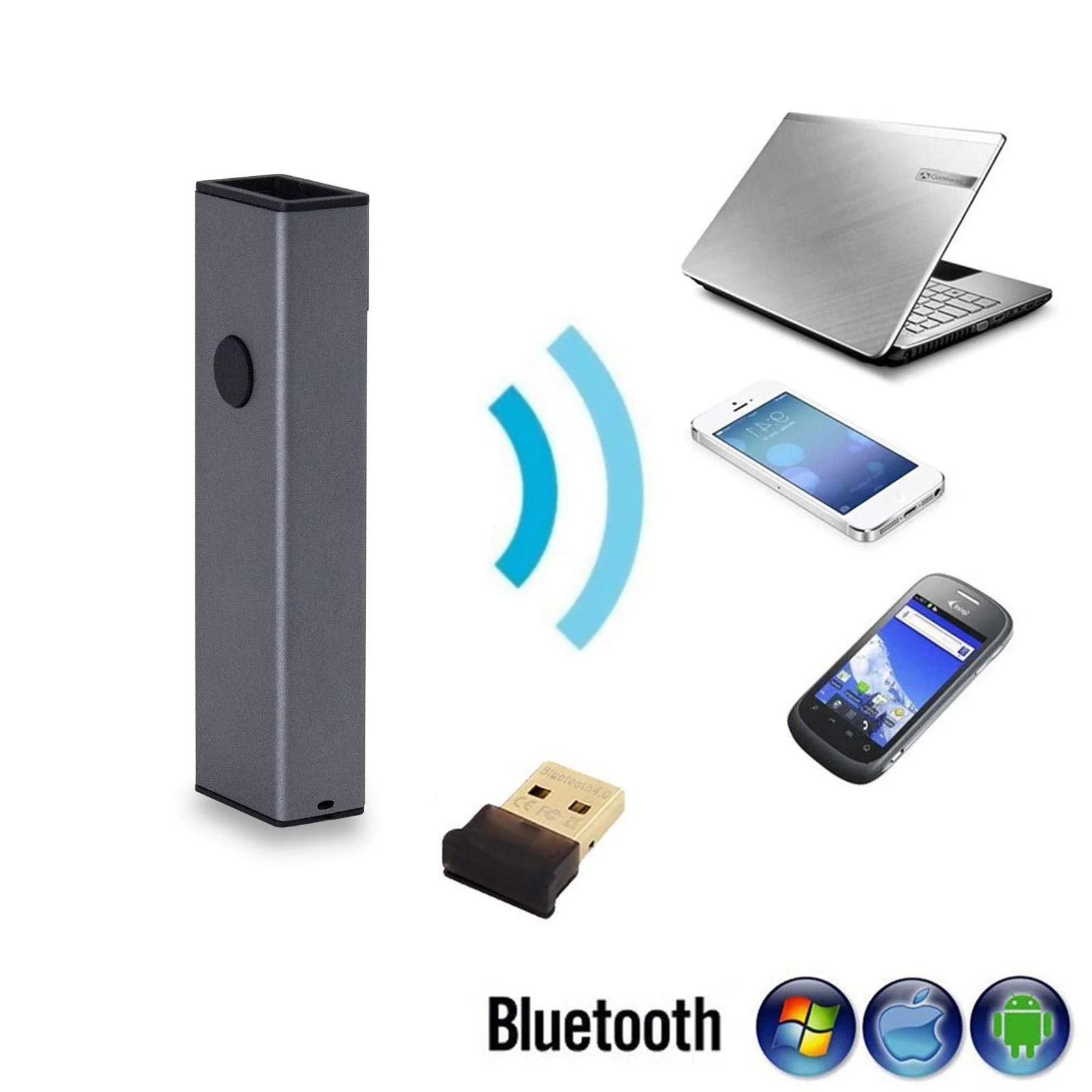 2D QR Wireless Bluetooth Alloy Metal Barcode Scanner,Symcode Portable Handheld Barcode Reader Scanner 3-in-1 Aluminum Alloy Metal Outer Box Barcode Scanner - Image 5